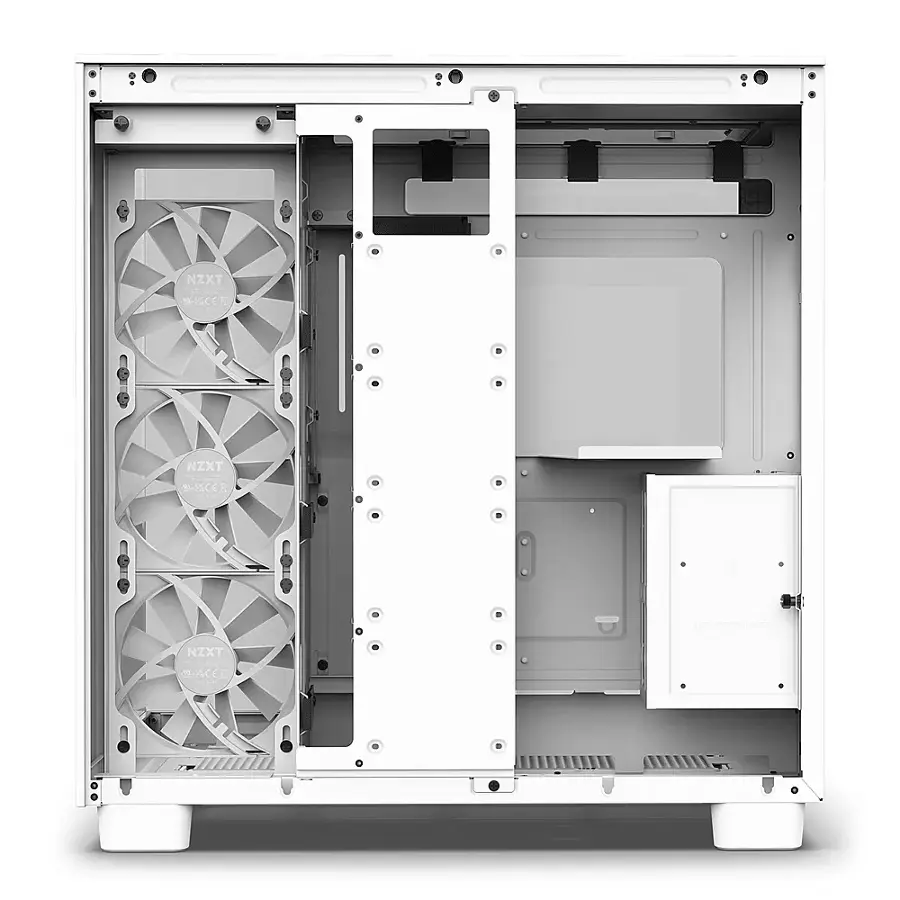 Nzxt H9 Flow Atx Mid Tower Pc Case With Dual Chamber White Cm-h91fw-01 