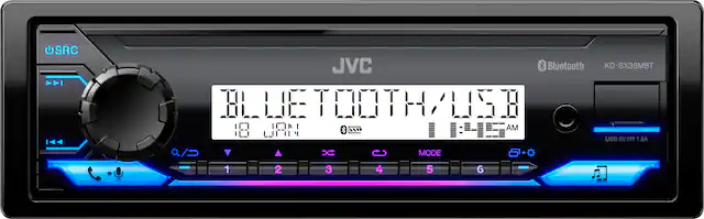 Front. JVC - Bluetooth Digital Media (DM) Receiver with Glare Free Display and Variable Color - Black.