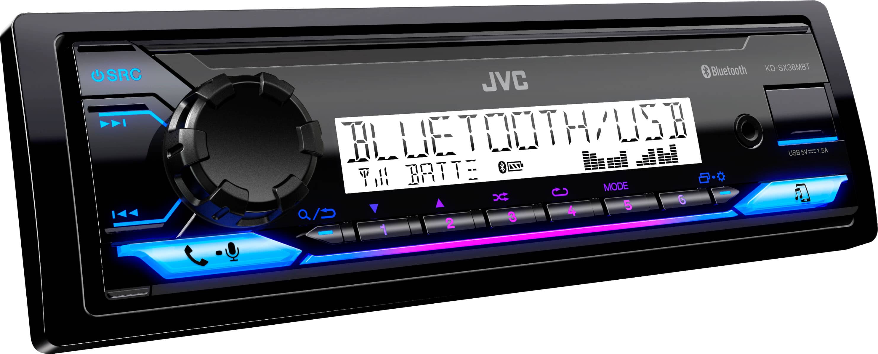 Left. JVC - Bluetooth Digital Media (DM) Receiver with Glare Free Display and Variable Color - Black.