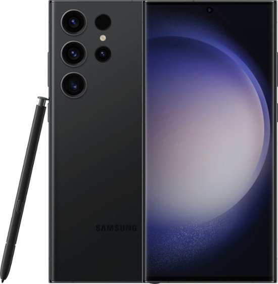 Front. Samsung - Galaxy S23 Ultra 256GB - Phantom Black.