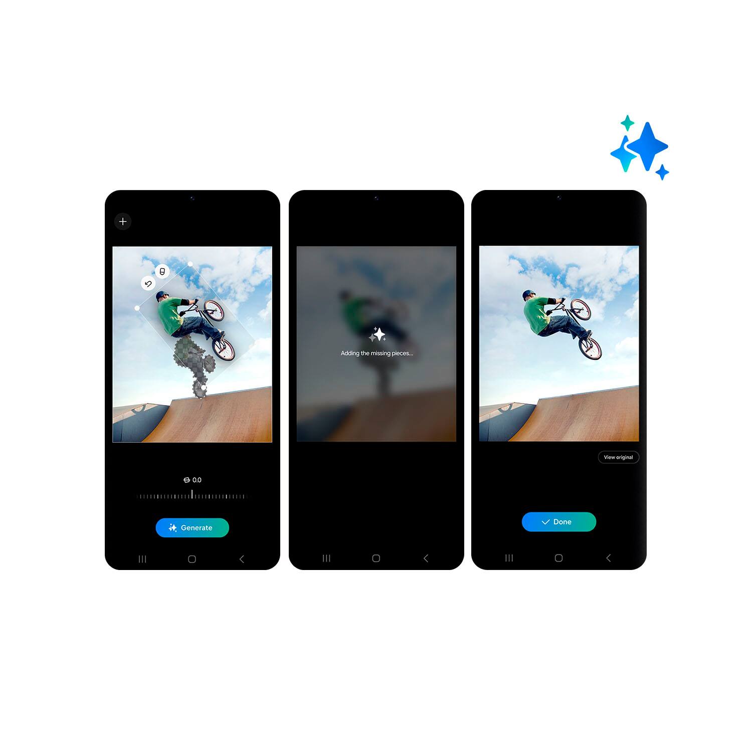 Take a great photo, and then make it even better using Generative Edit with Galaxy AI. This feature requires a Samsung account login and an internet connection.