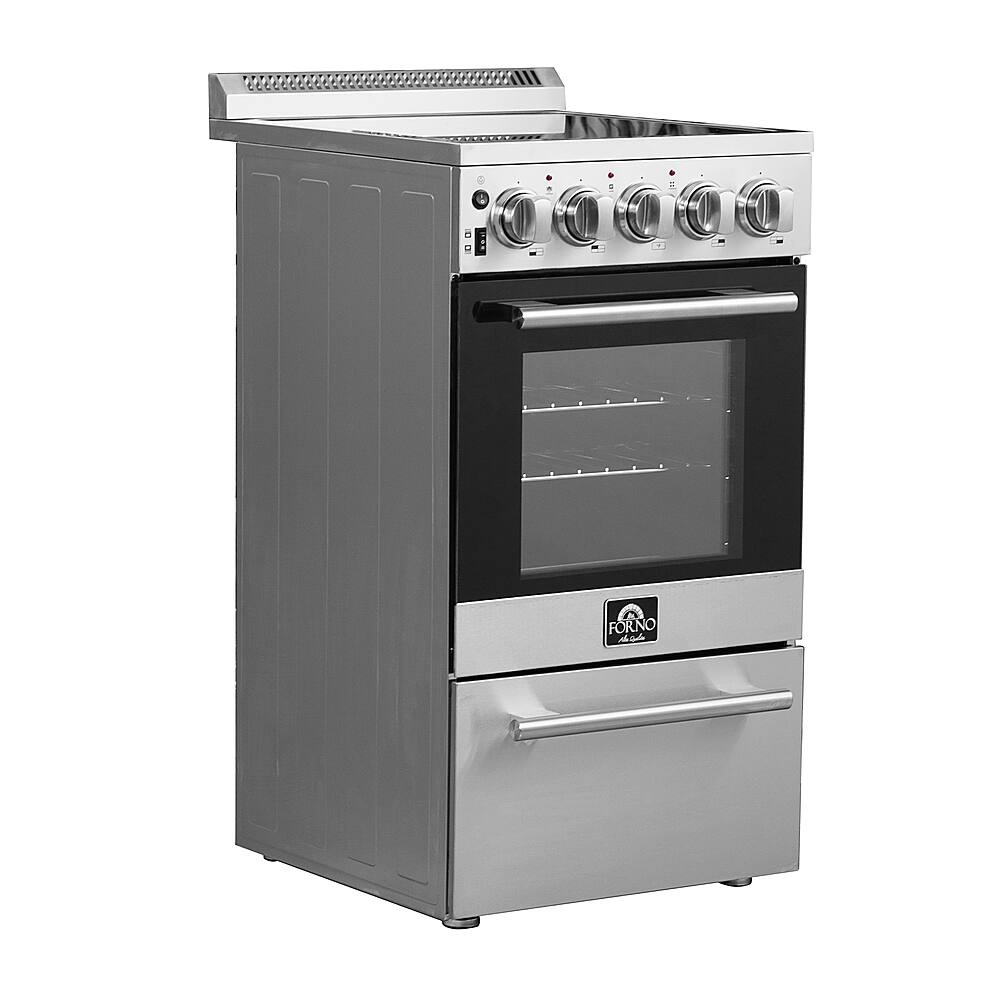 Left. Forno Appliances - Pallerano Alta Qualita 2.05 Cu. Ft. Freestanding Electric Range - Silver.