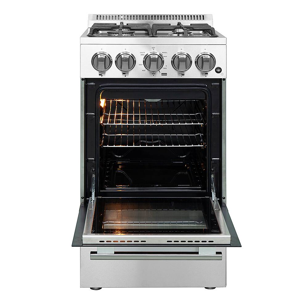 Left. Forno Appliances - Lamazze Alta Qualita 2.05 Cu. Ft. Freestanding Gas Range with LP Conversion Kit - Silver.