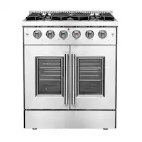 Forno Appliances - Galiano 4.32 Cu. Ft. Freestanding Gas Range with French Doors and LP Conversion Kit - Stainless Steel - Front_Zoom