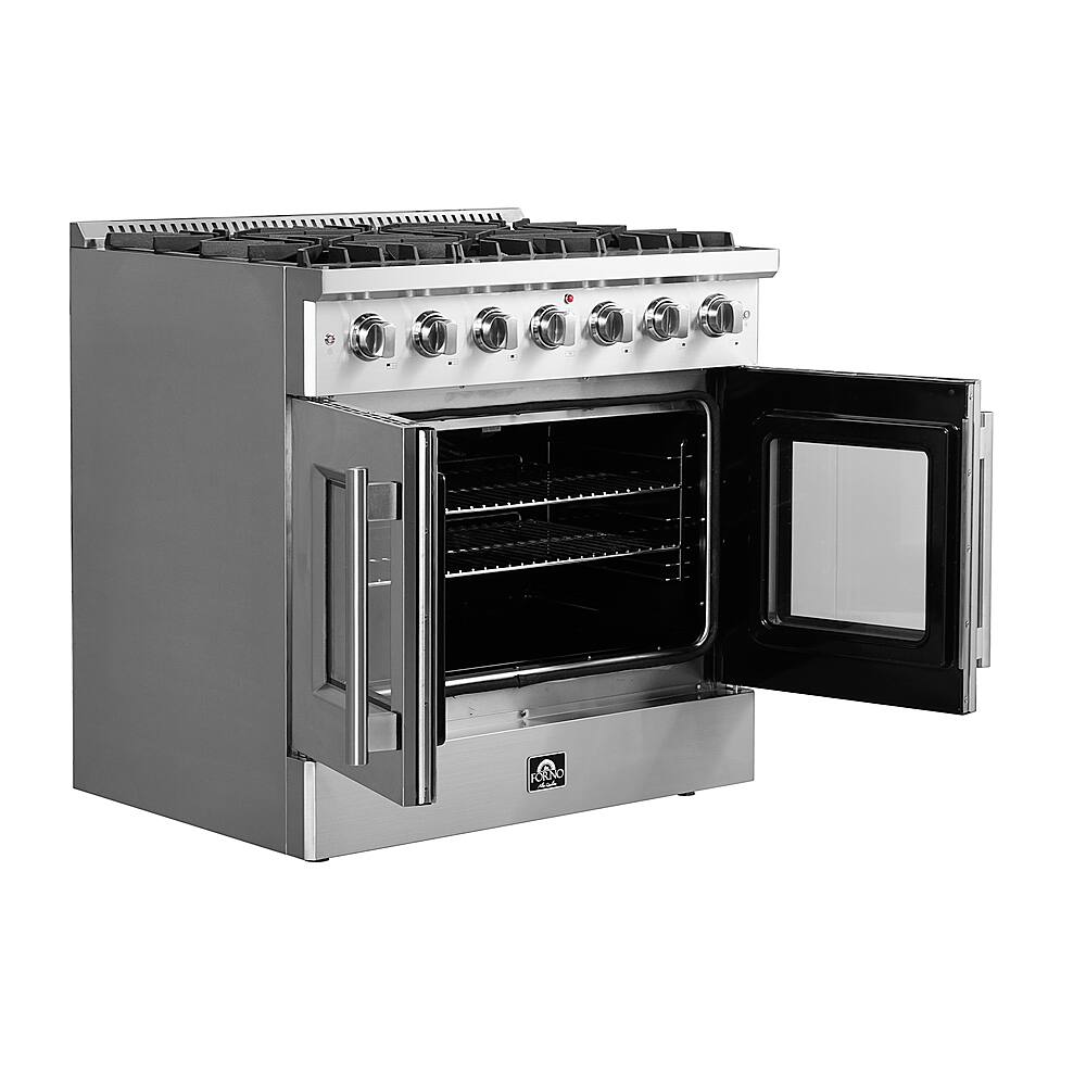 Alt View 11. Forno Appliances - Galiano 5.36 Cu. Ft. Freestanding Gas Range with French Doors and LP Conversion Kit - Silver.