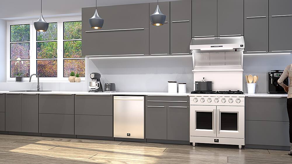 Alt View 13. Forno Appliances - Galiano 5.36 Cu. Ft. Freestanding Gas Range with French Doors and LP Conversion Kit - Silver.