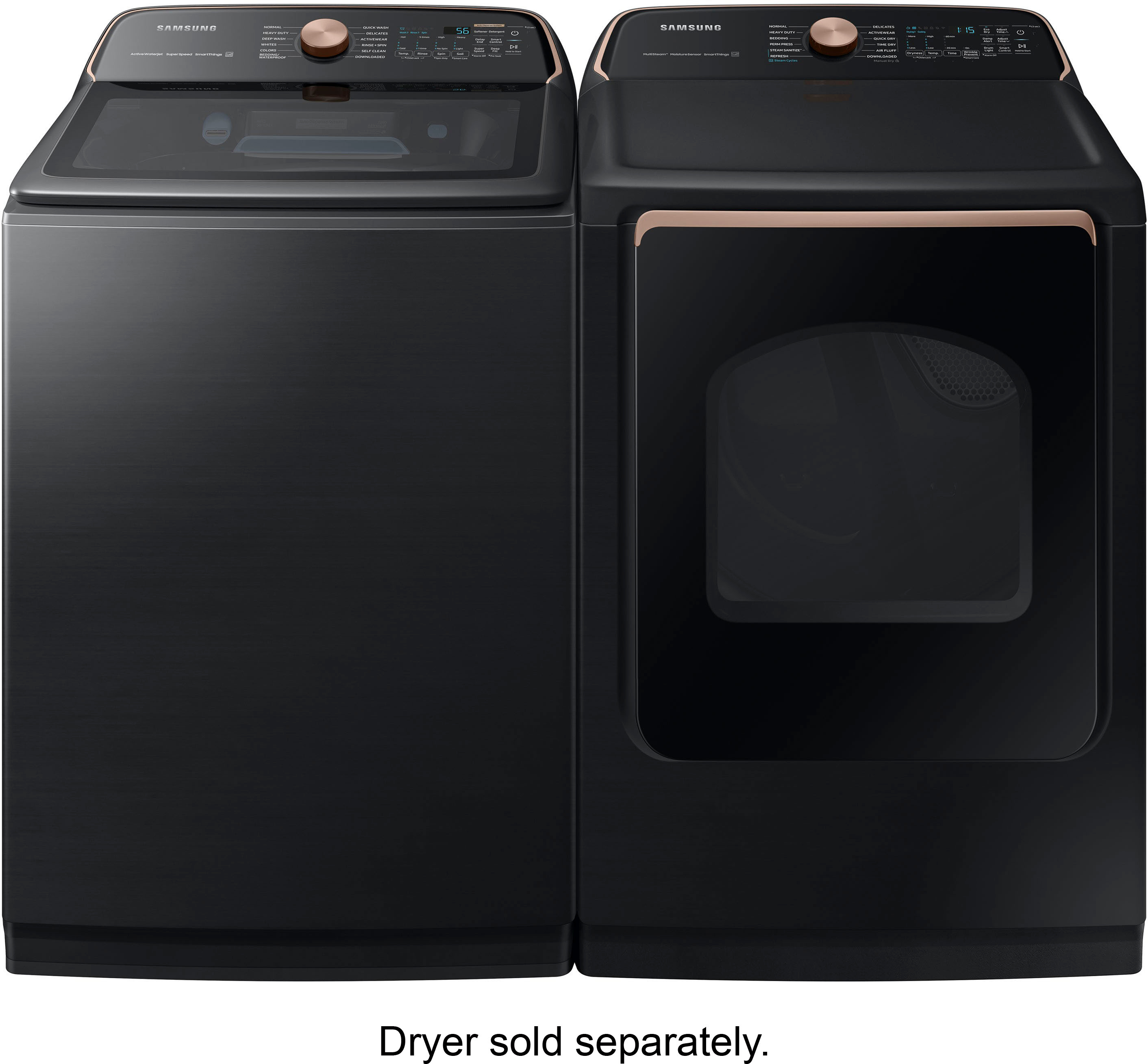 Samsung 5.5 cu. ft. Extra-Large Capacity Smart Top Load Washer with Super  Speed Wash and 7.4 cu. ft. Smart ELECTRIC Dryer with Steam Sanitize+