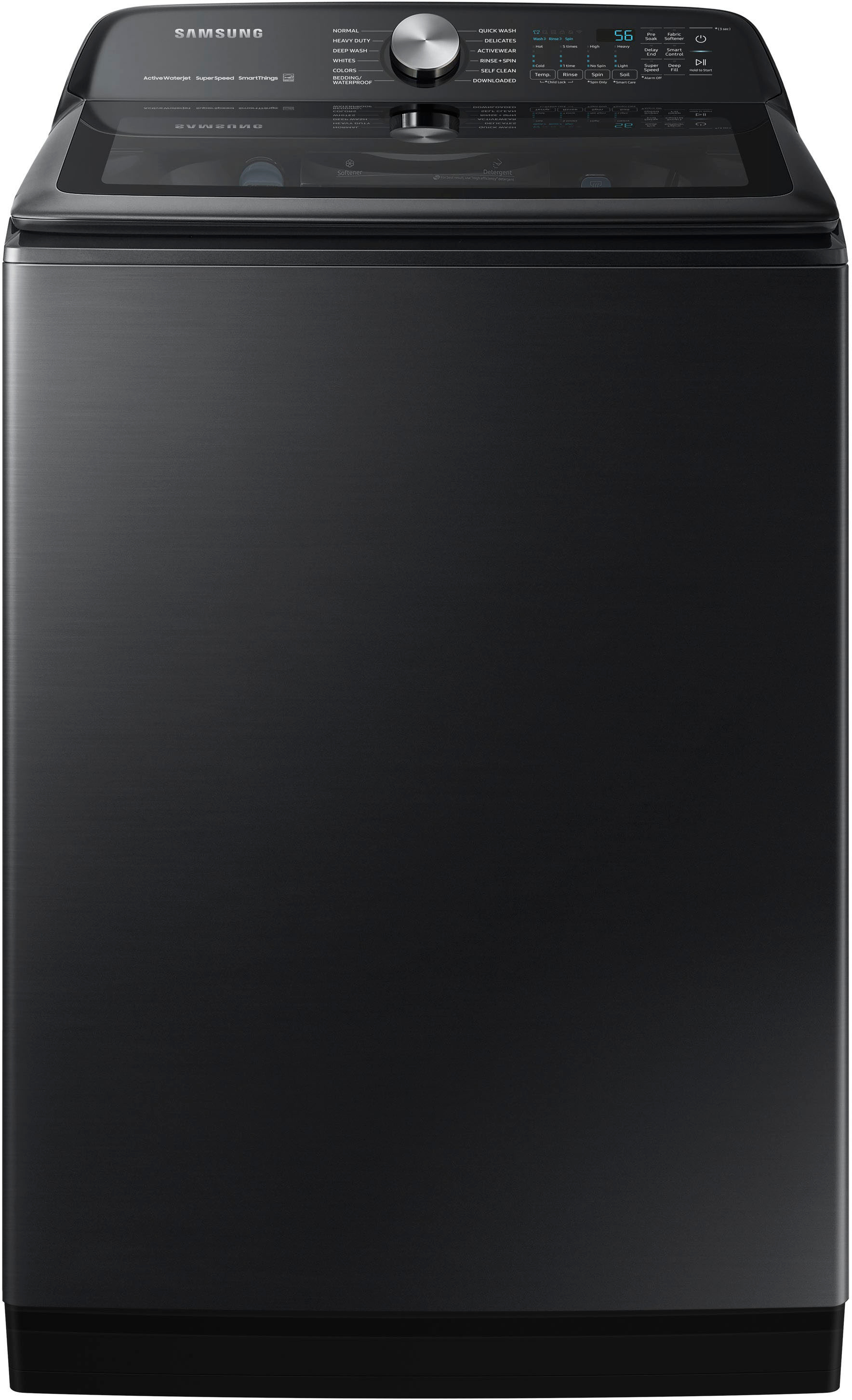 Top WA52A5500AV/US Load with Buy - 5.2 Brushed High-Efficiency Cu. Samsung Washer Smart Speed Best Black Ft. Wash Super