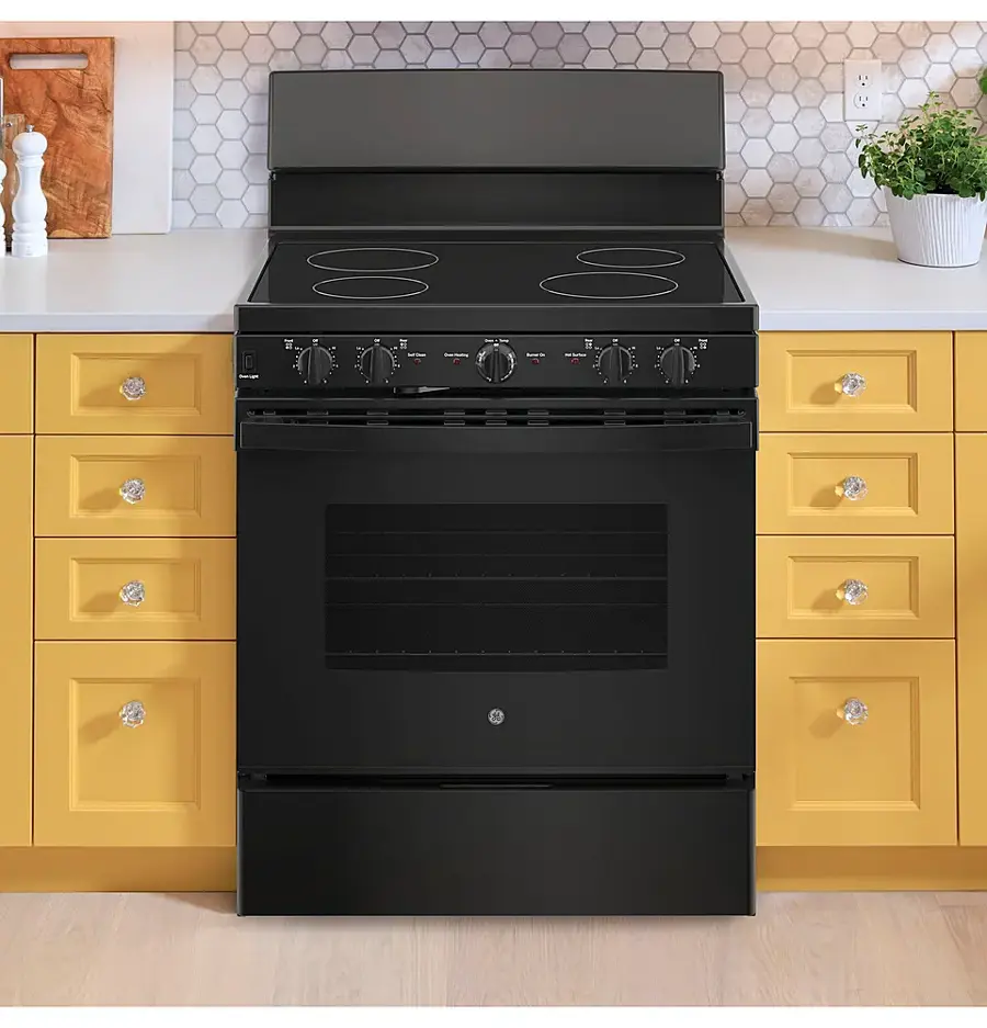 Alt View 11. GE - GE 30” Free-standing Electric Radiant Smooth Cooktop Range - Black.