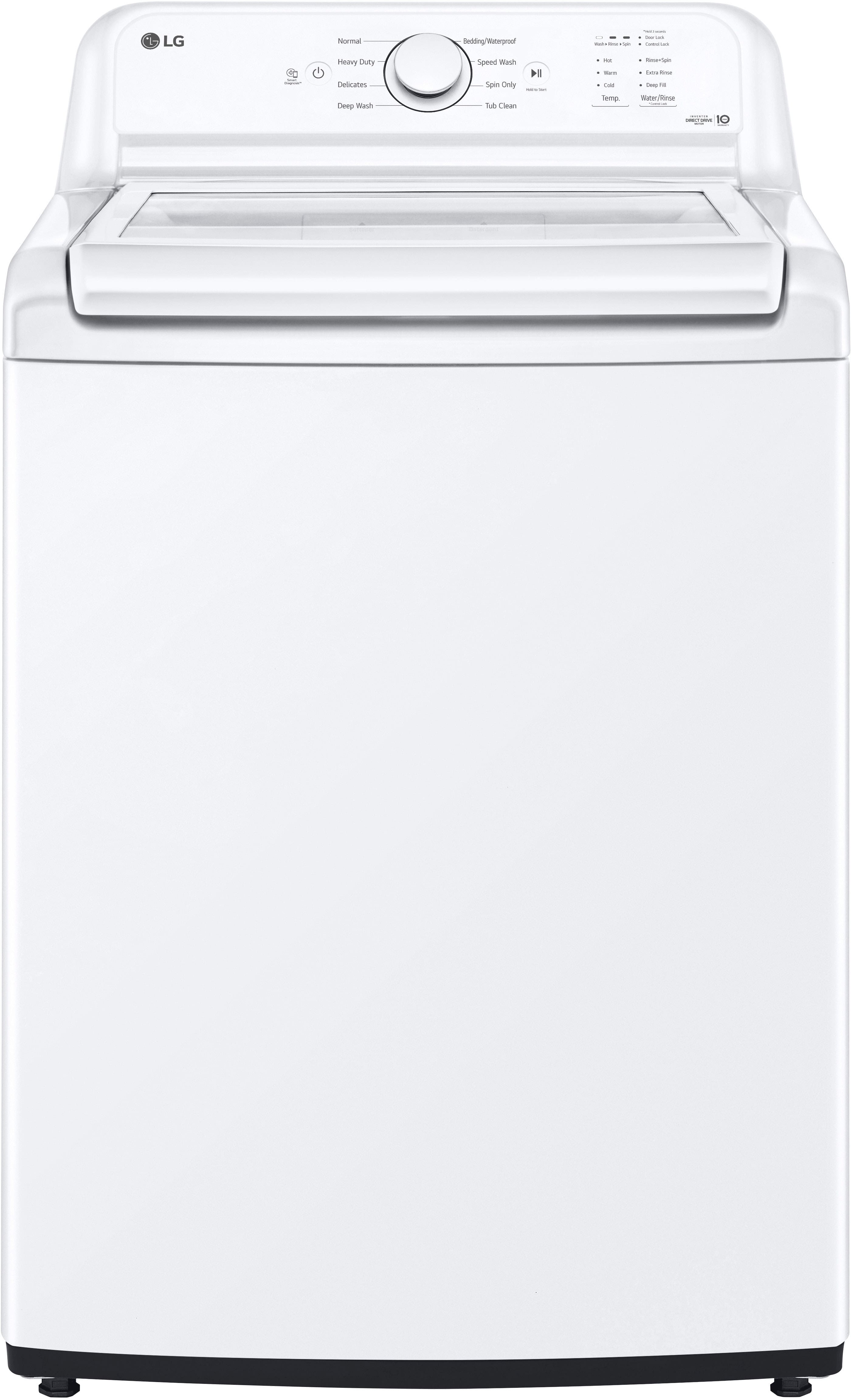 Front. LG - 4.1 Cu. Ft. High-Efficiency Top Load Washer with TurboDrum Technology - White.