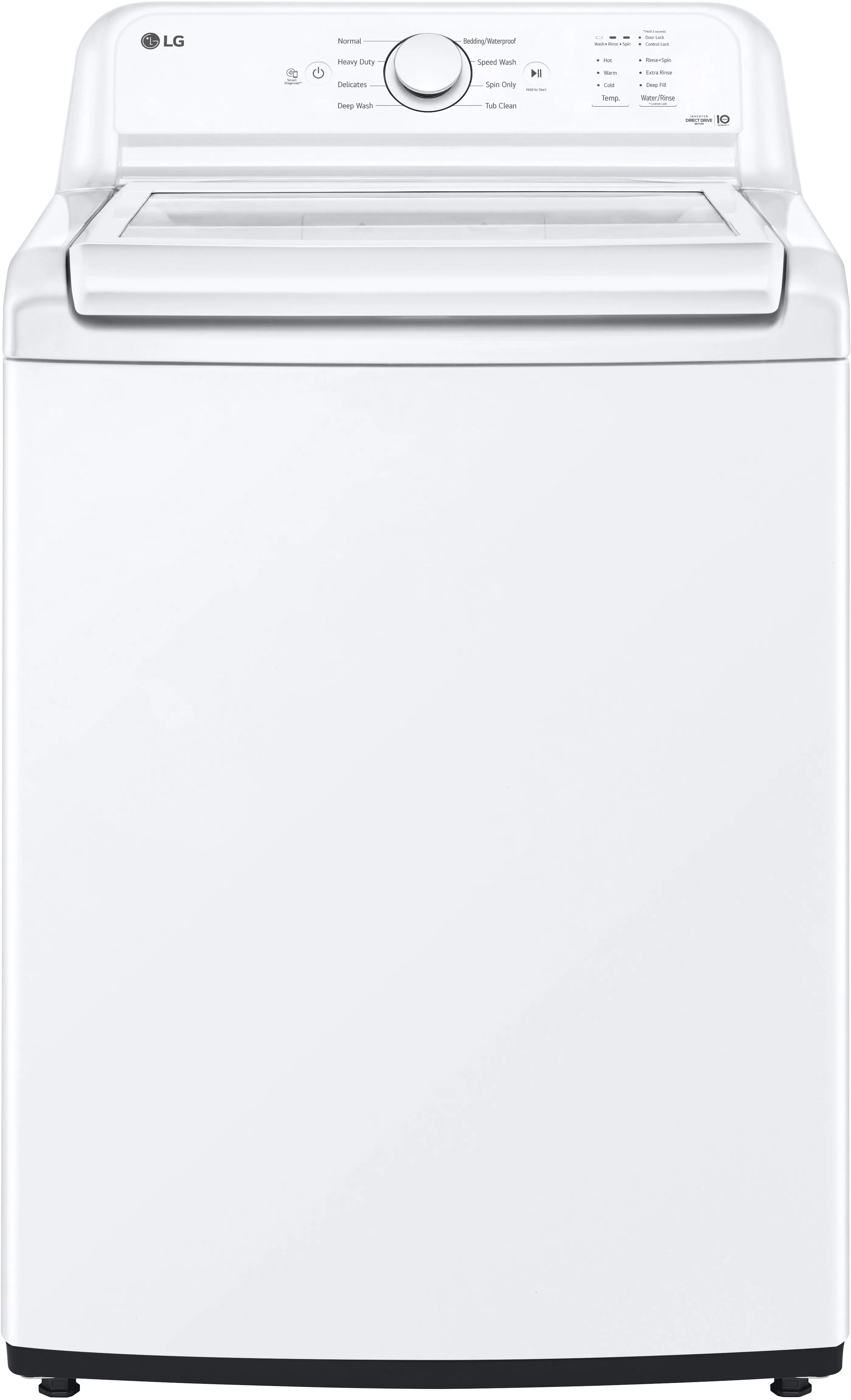 Front. LG - 4.1 Cu. Ft. High-Efficiency Top Load Washer with TurboDrum Technology - White.