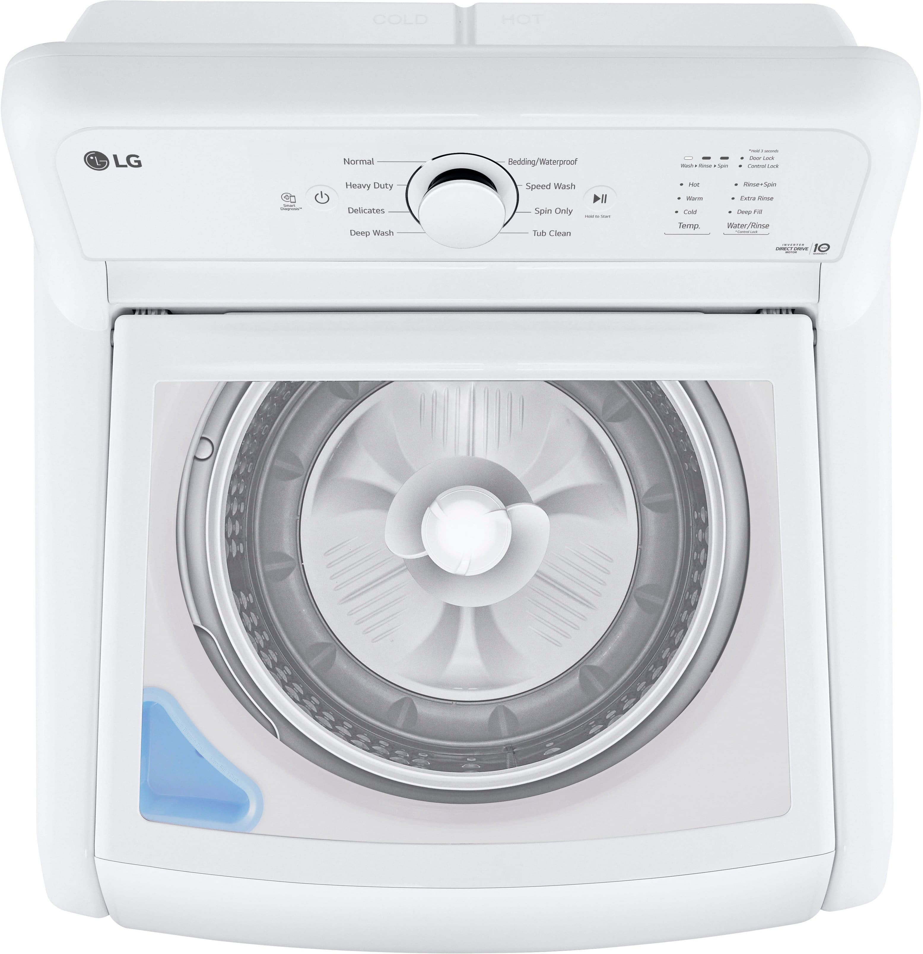 Alt View 18. LG - 4.1 Cu. Ft. High-Efficiency Top Load Washer with TurboDrum Technology - White.