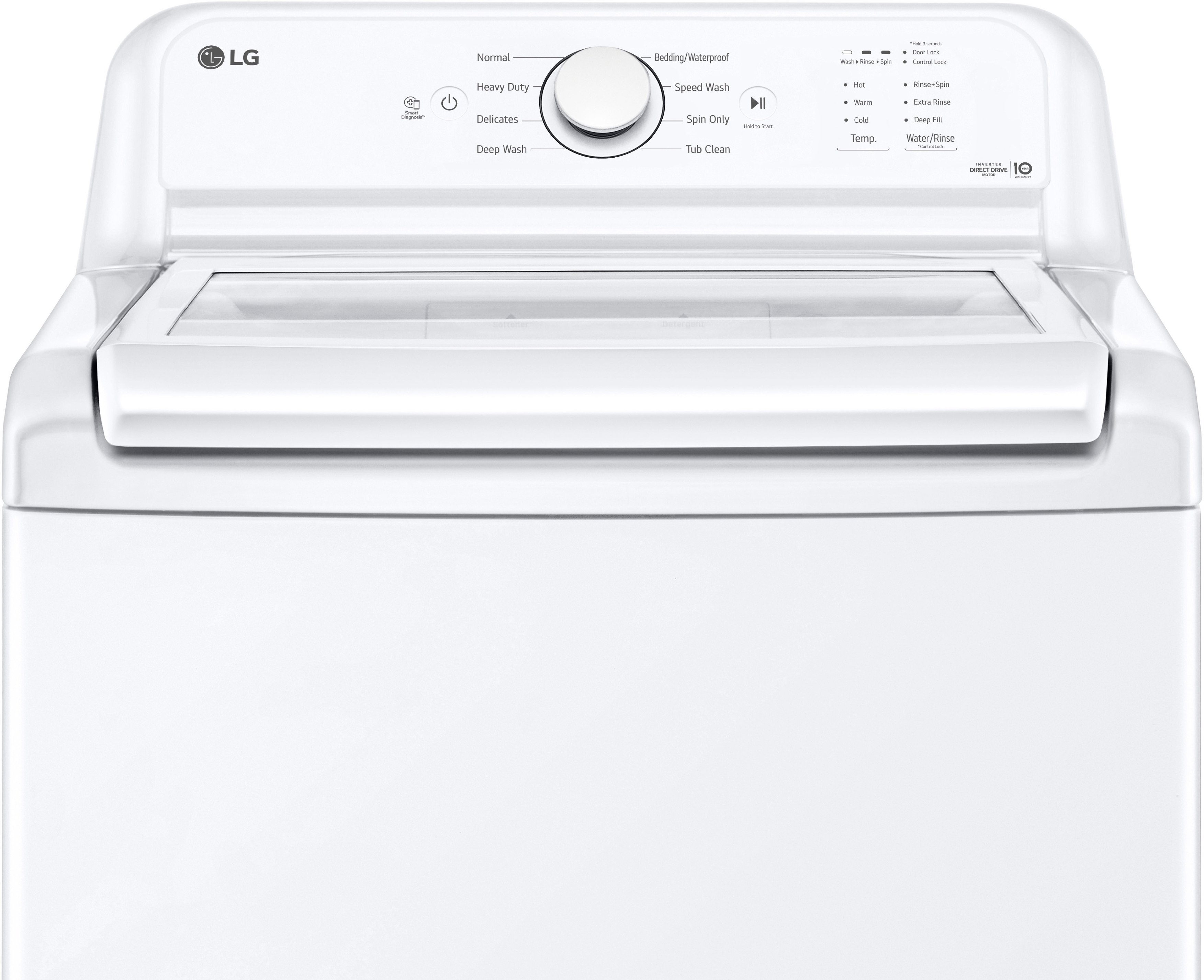 LG 4.1 Cu. Ft. Top Load Washer with SlamProof Glass Lid White WT6105CW -  Best Buy