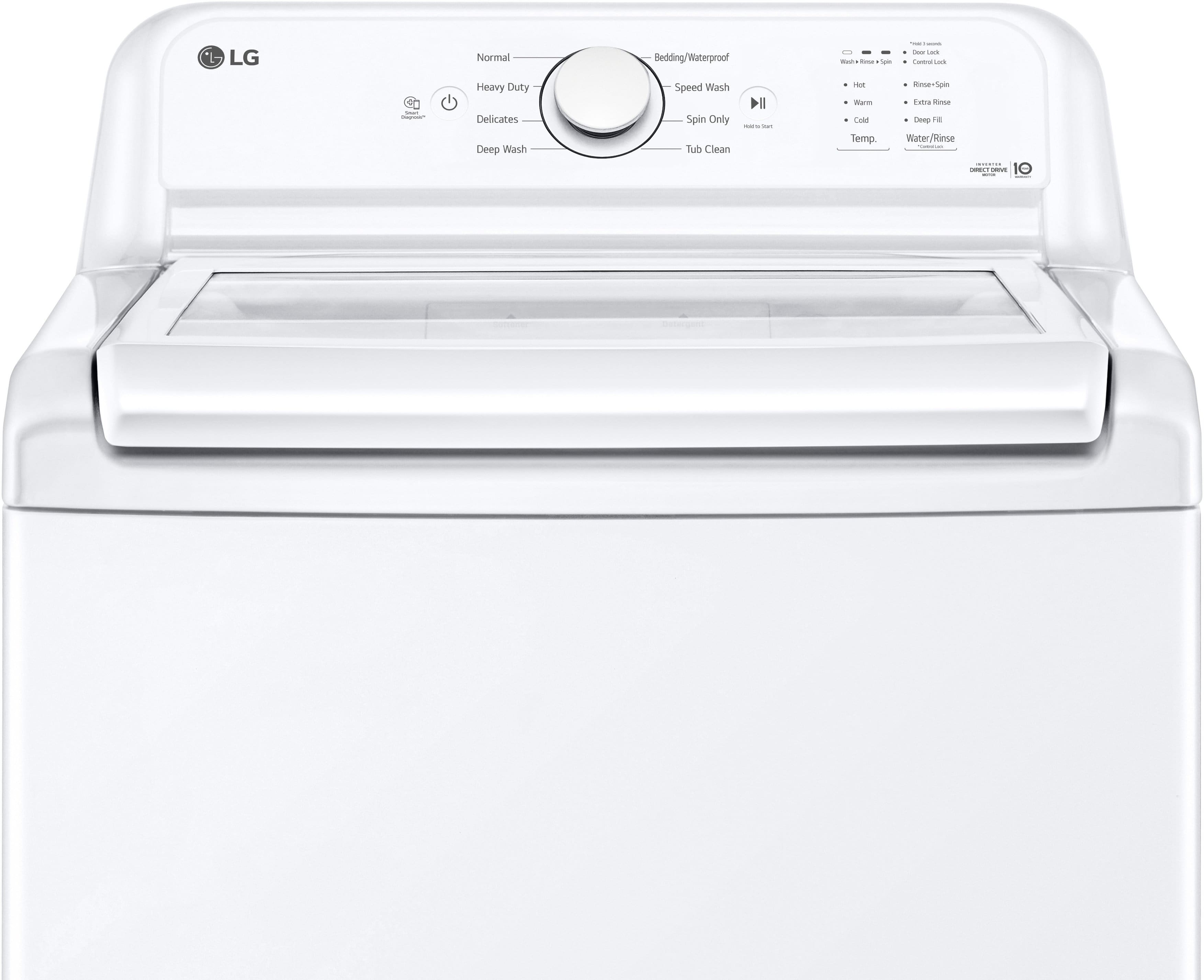 Alt View 20. LG - 4.1 Cu. Ft. High-Efficiency Top Load Washer with TurboDrum Technology - White.