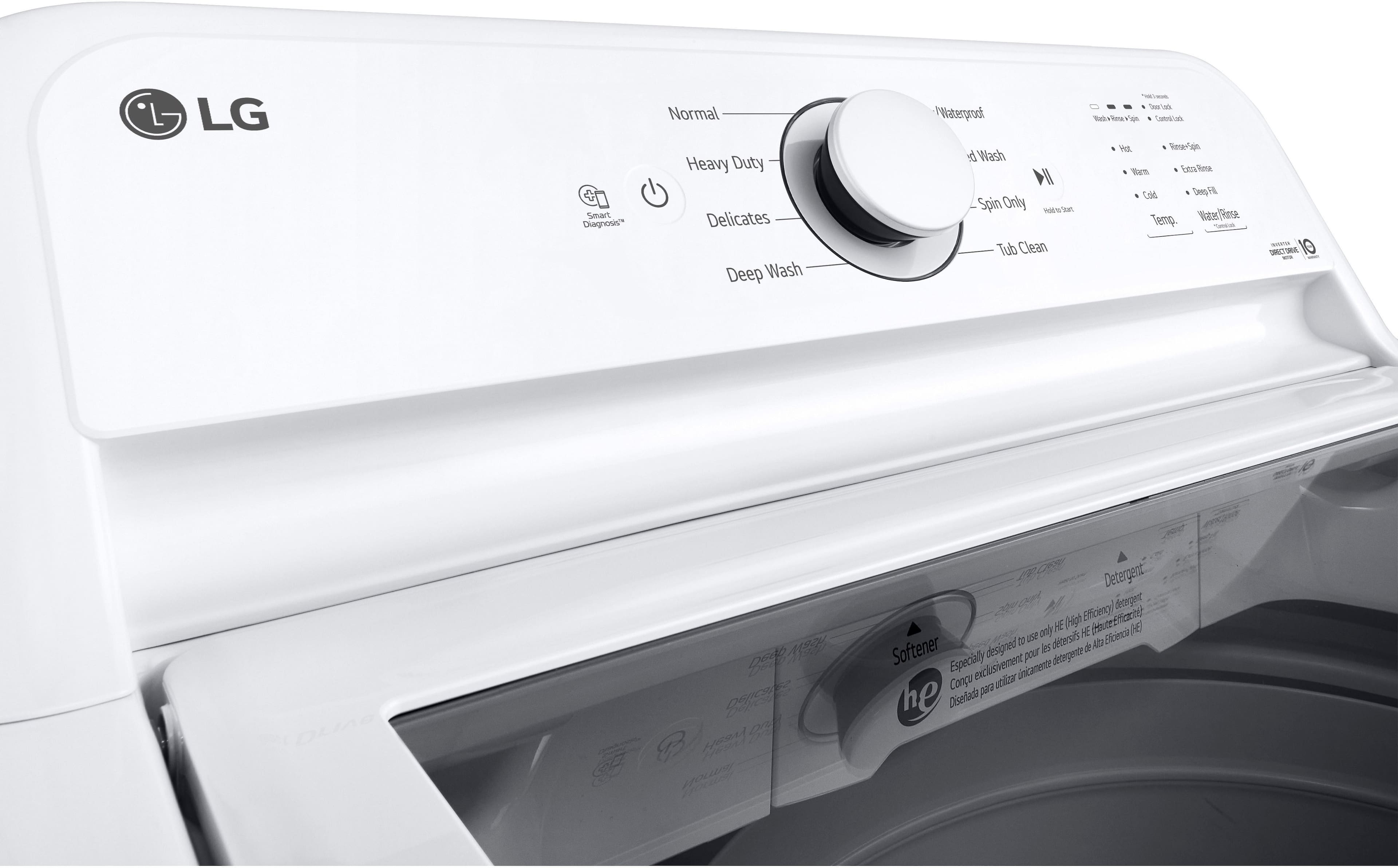 Alt View 21. LG - 4.1 Cu. Ft. High-Efficiency Top Load Washer with TurboDrum Technology - White.