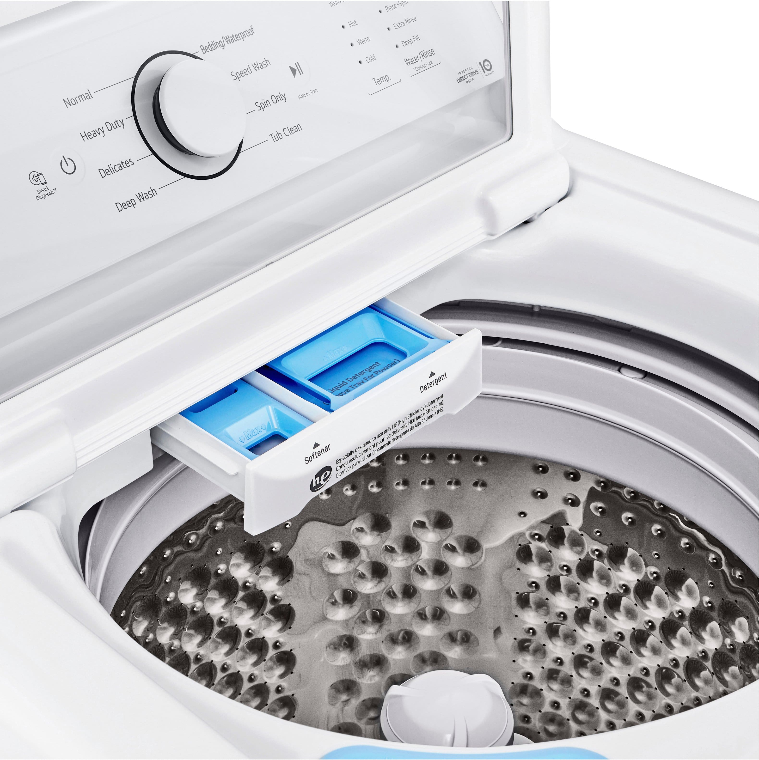 Alt View 23. LG - 4.1 Cu. Ft. High-Efficiency Top Load Washer with TurboDrum Technology - White.
