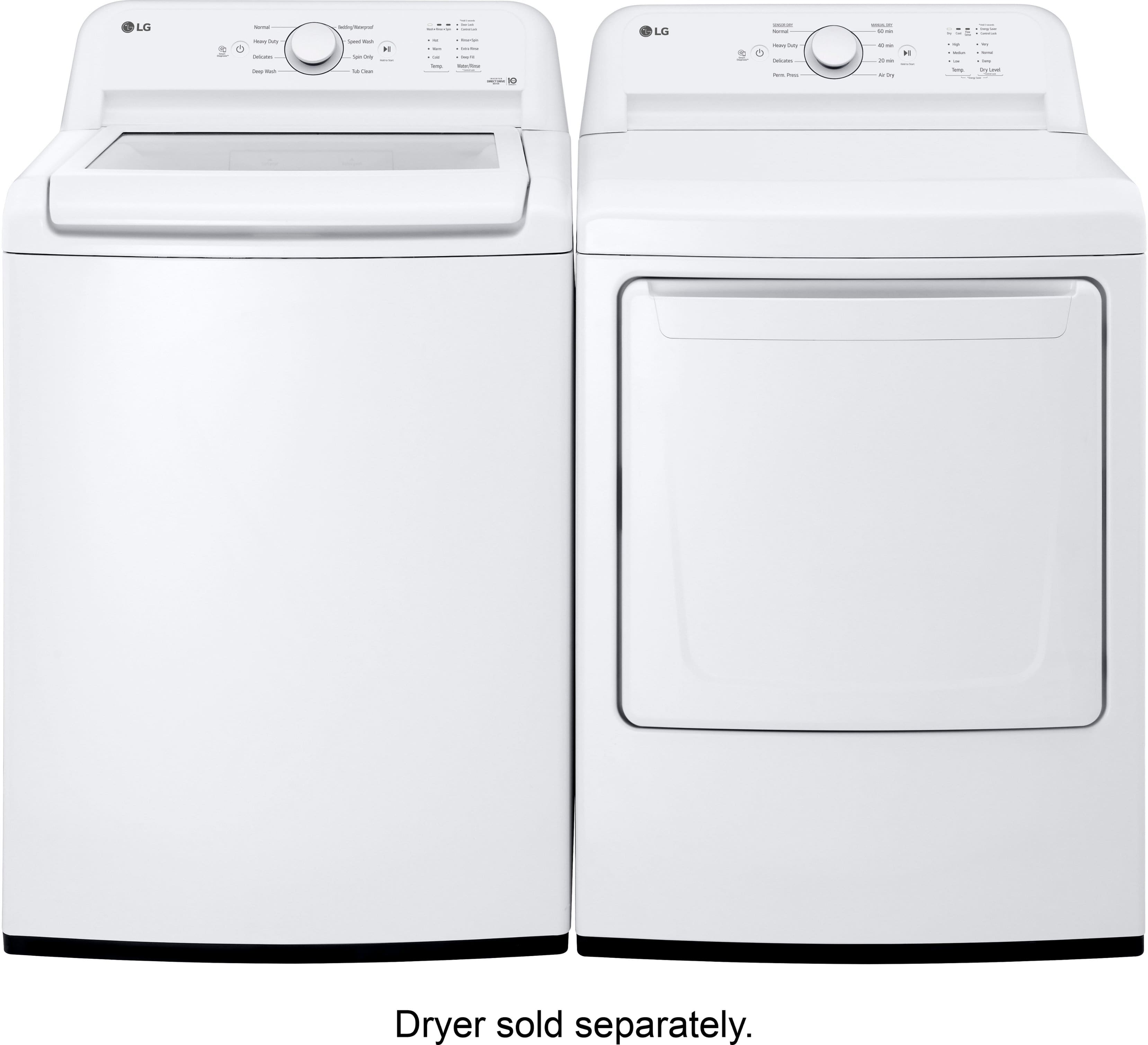 Alt View 29. LG - 4.1 Cu. Ft. High-Efficiency Top Load Washer with TurboDrum Technology - White.