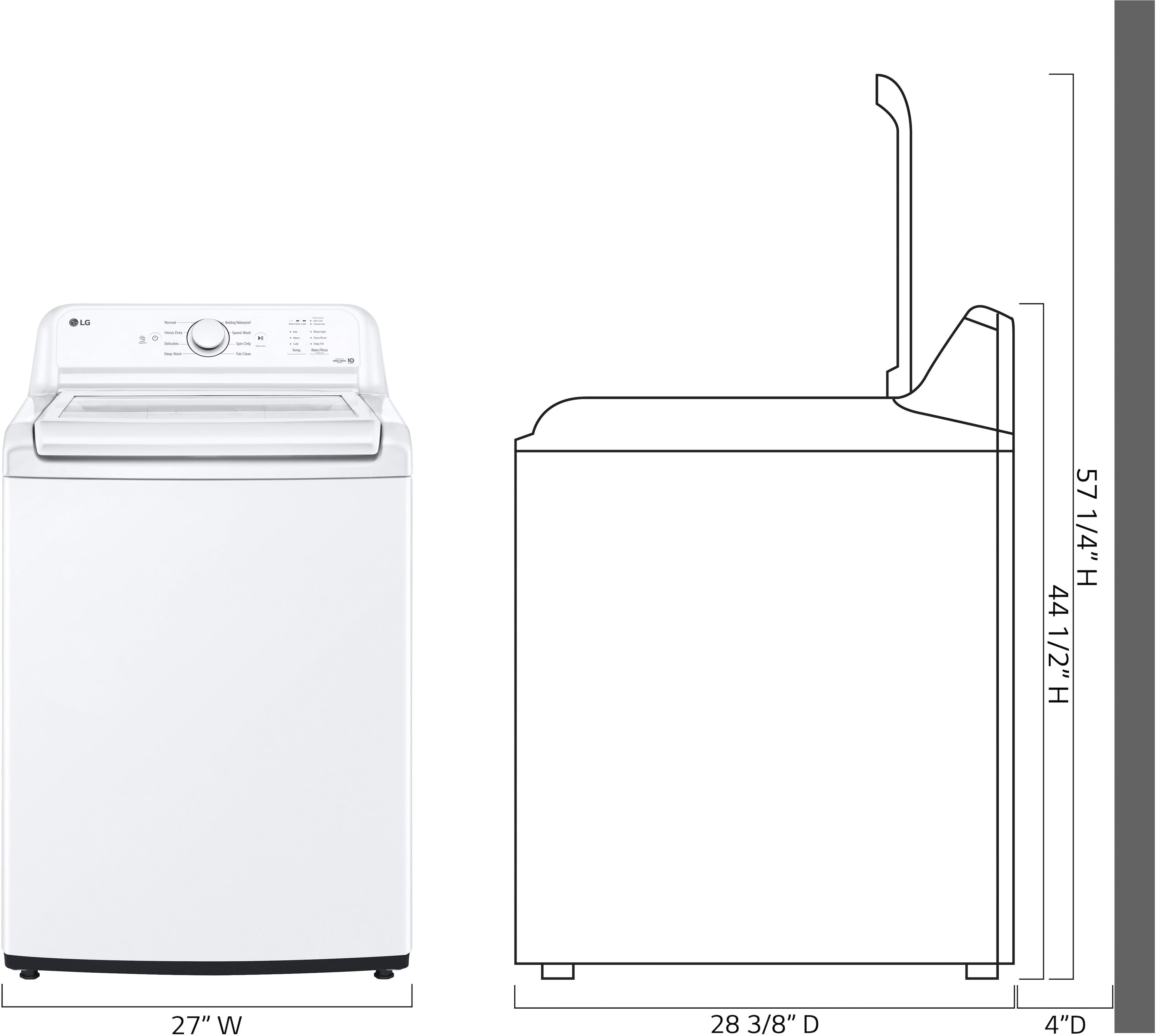 Left. LG - 4.1 Cu. Ft. High-Efficiency Top Load Washer with TurboDrum Technology - White.