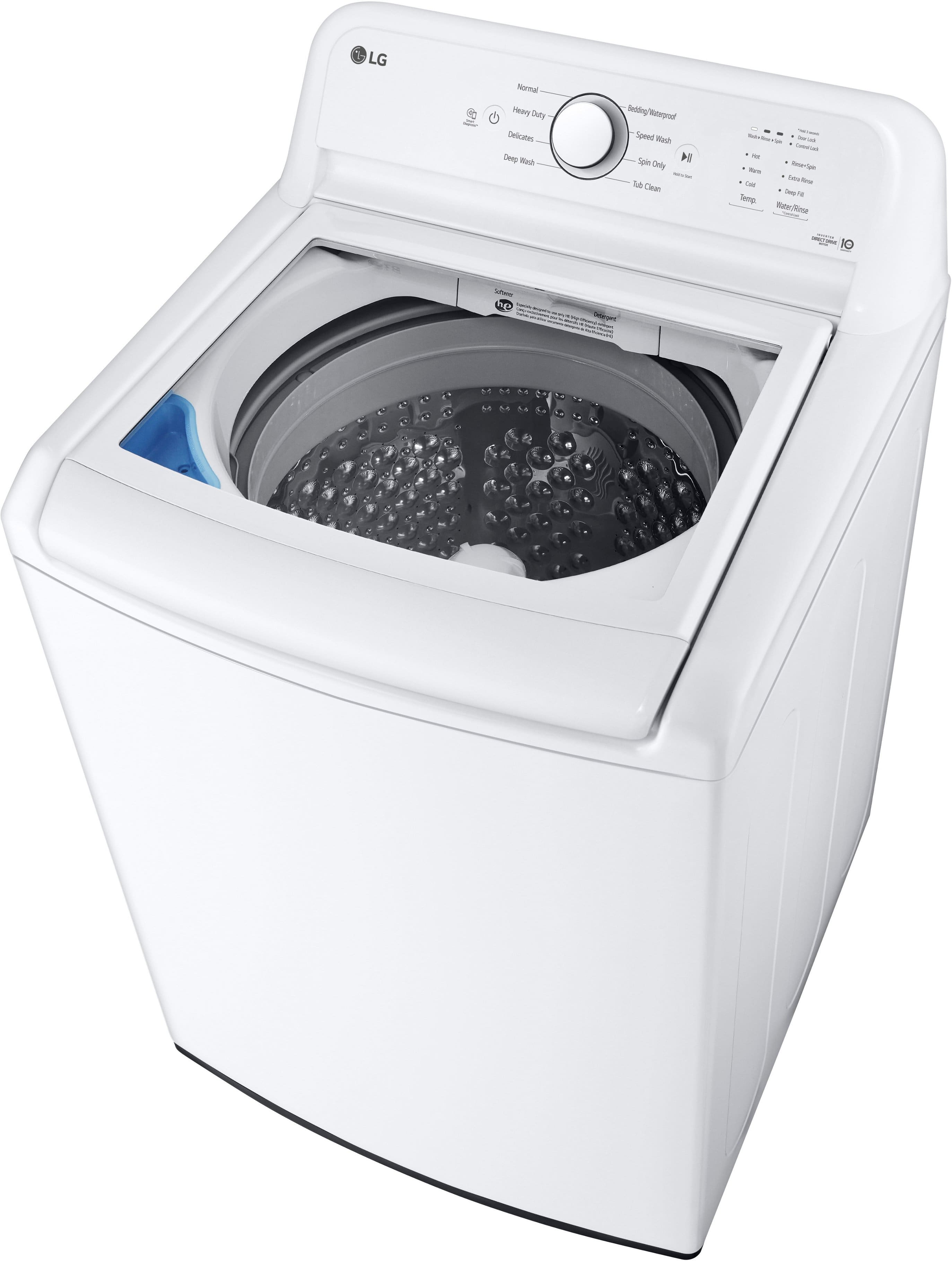 Alt View 15. LG - 4.1 Cu. Ft. High-Efficiency Top Load Washer with TurboDrum Technology - White.