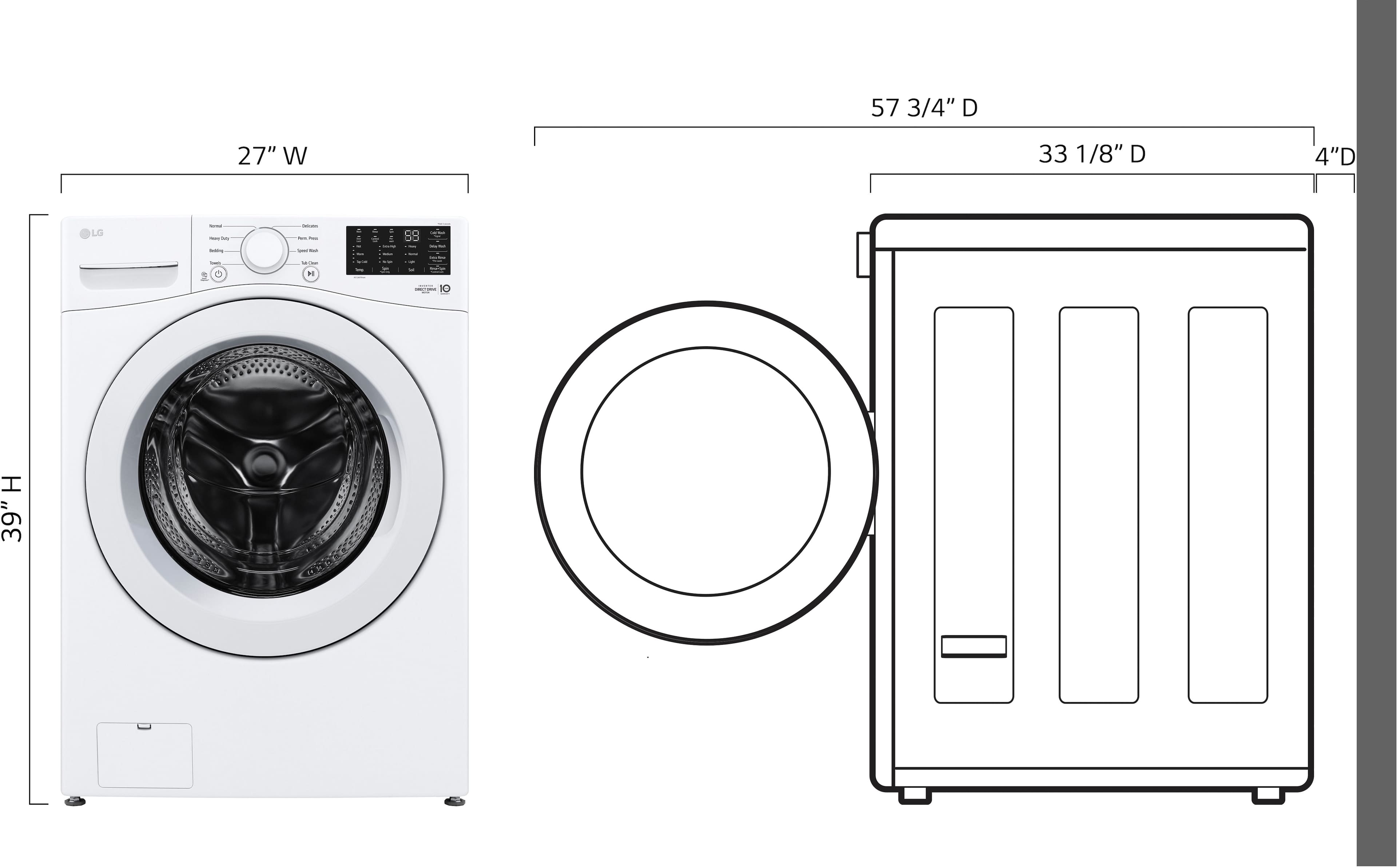 Left. LG - 5.0 Cu. Ft. High-Efficiency Front Load Washer with 6Motion Technology - White.