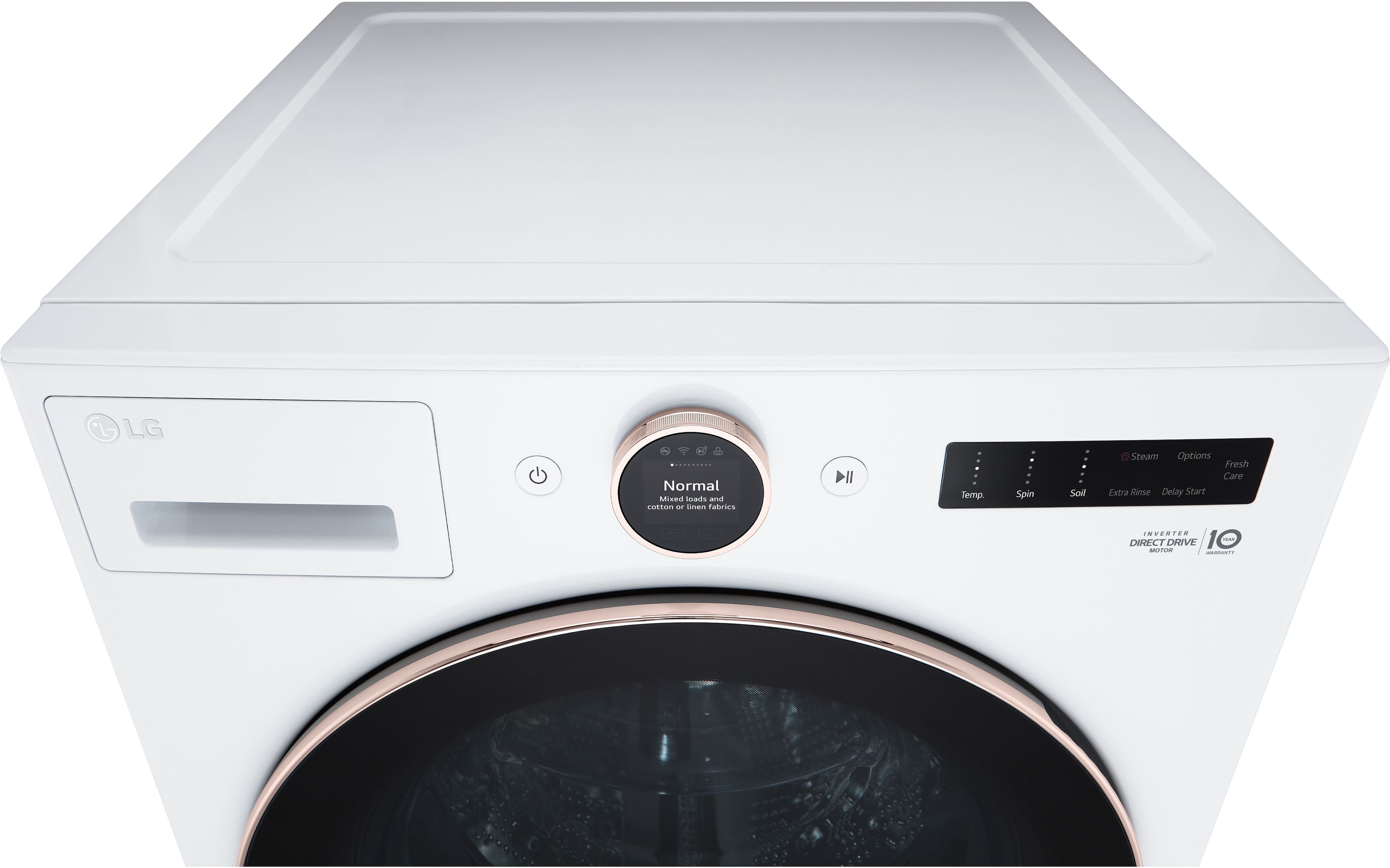 Alt View 22. LG - 5.0 Cu. Ft. High-Efficiency Smart Front Load Washer with Steam and TurboWash 360 - White.