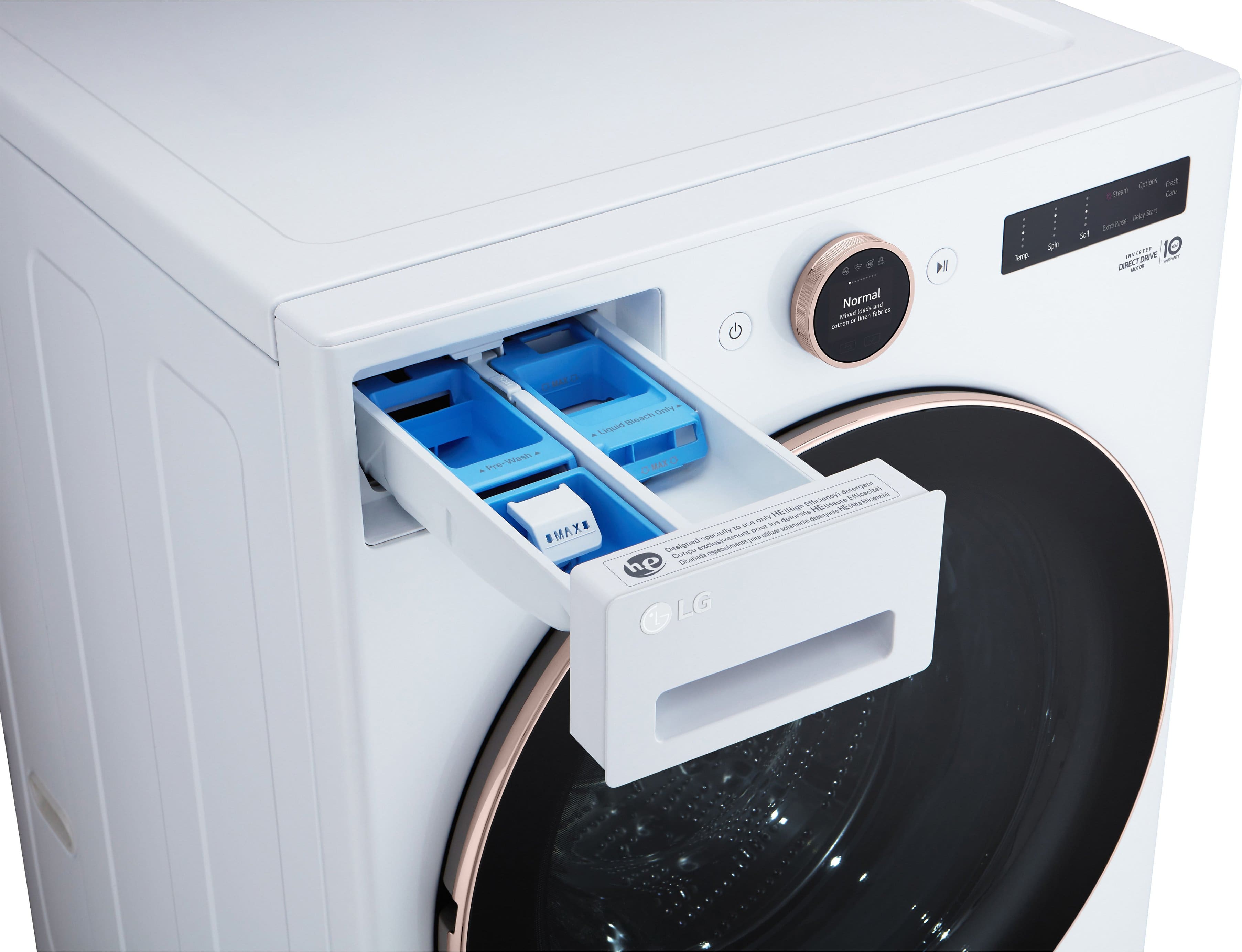 Alt View 26. LG - 5.0 Cu. Ft. High-Efficiency Smart Front Load Washer with Steam and TurboWash 360 - White.