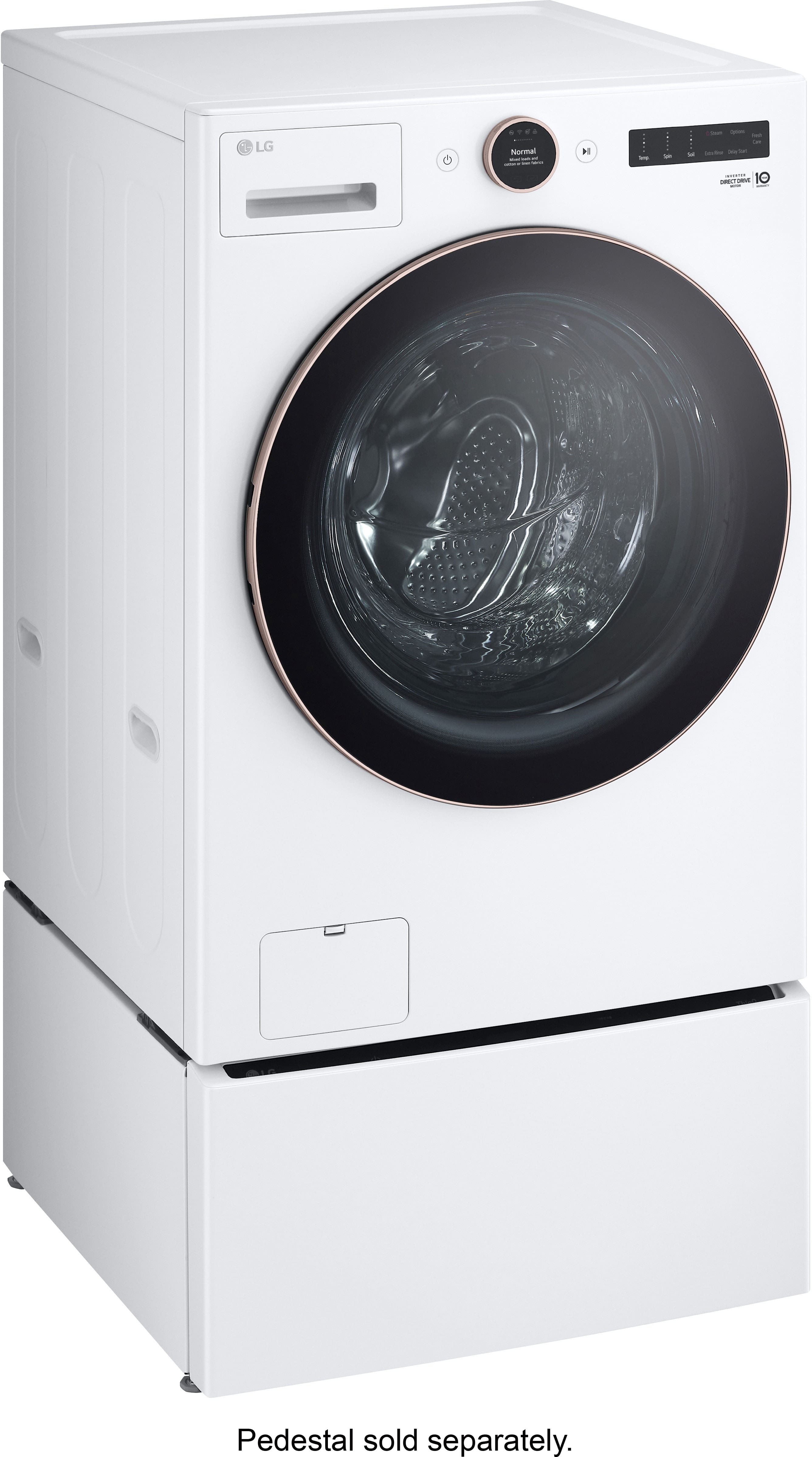 Alt View 30. LG - 5.0 Cu. Ft. High-Efficiency Smart Front Load Washer with Steam and TurboWash 360 - White.