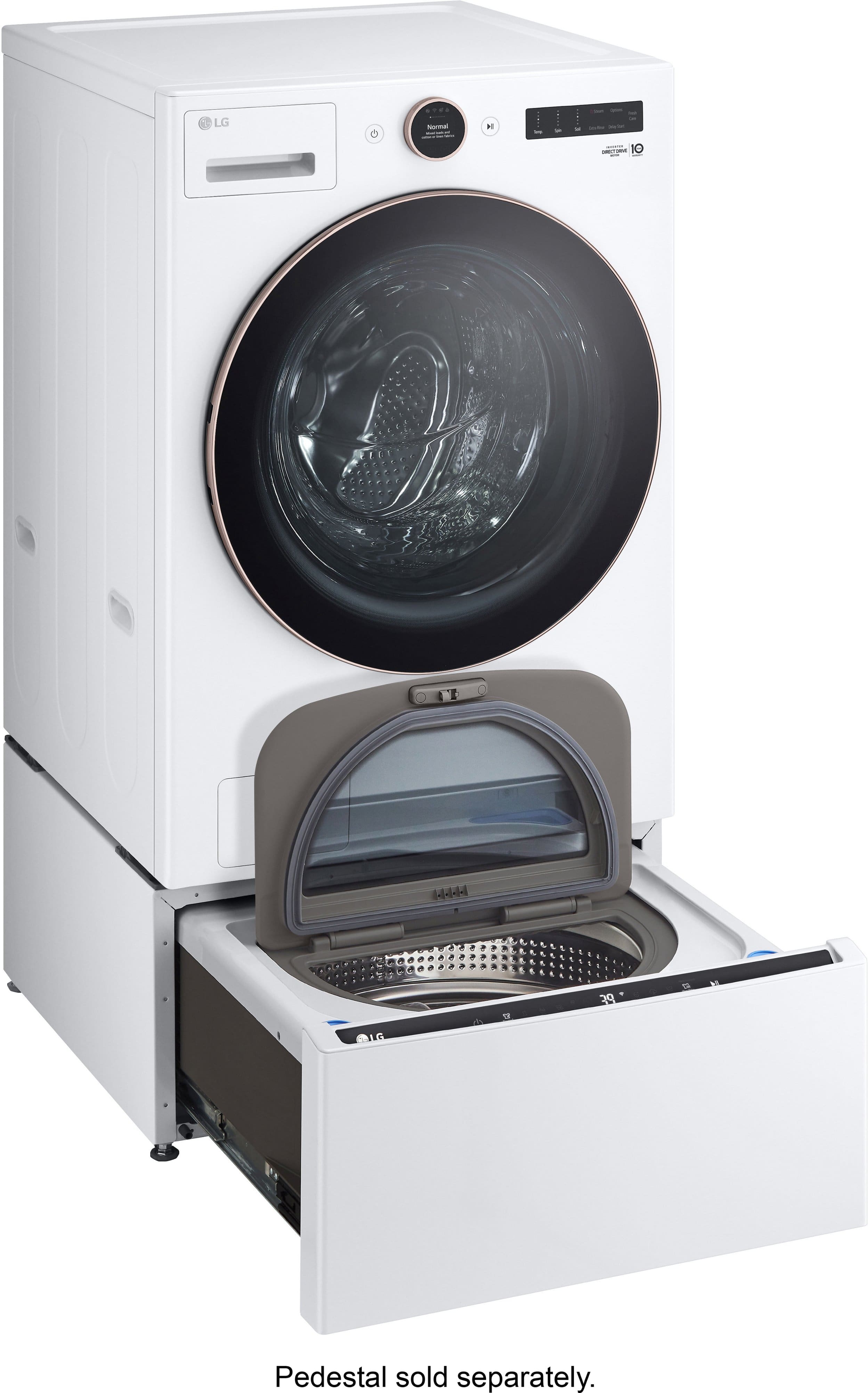 Alt View 31. LG - 5.0 Cu. Ft. High-Efficiency Smart Front Load Washer with Steam and TurboWash 360 - White.