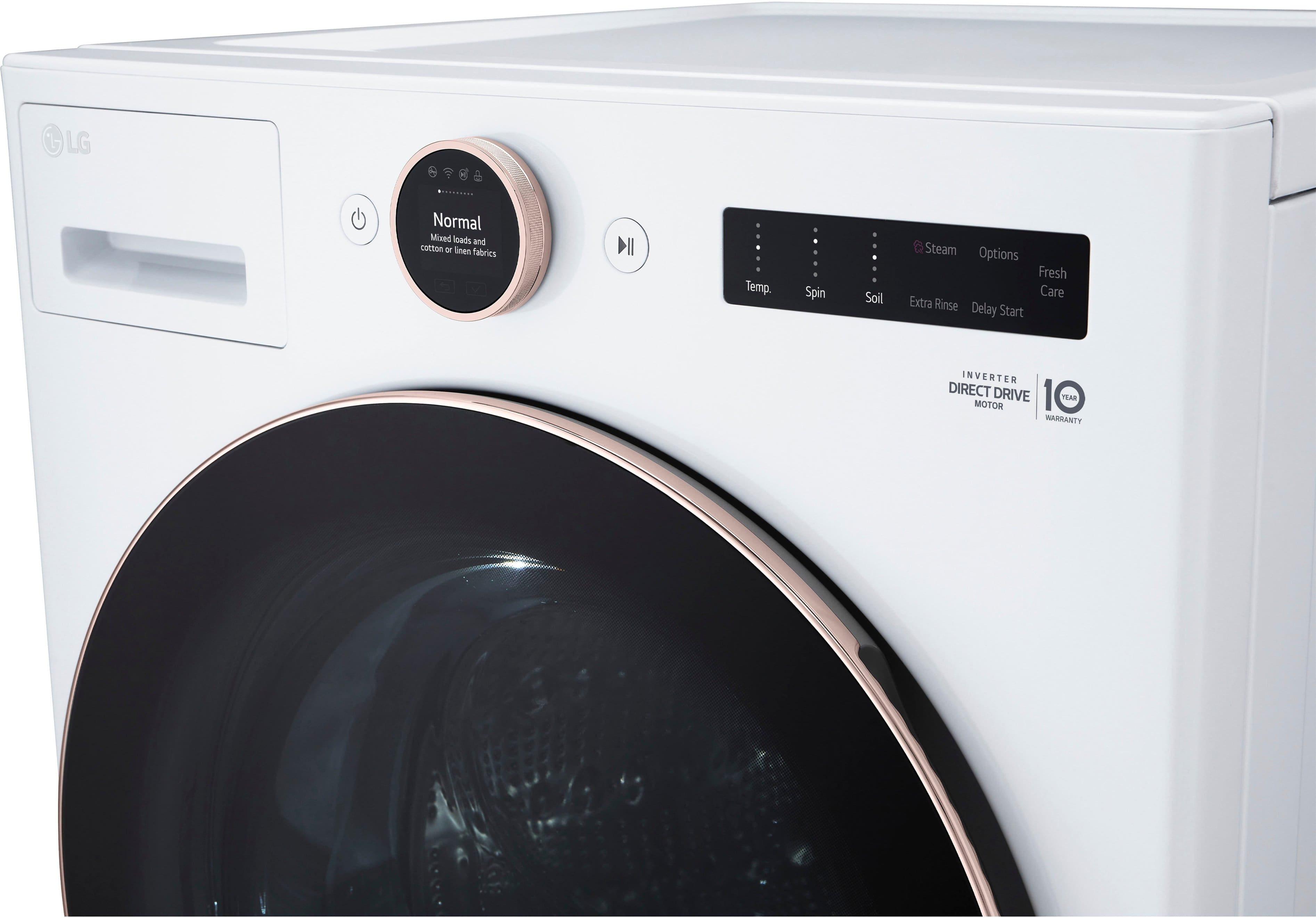 Alt View 33. LG - 5.0 Cu. Ft. High-Efficiency Smart Front Load Washer with Steam and TurboWash 360 - White.