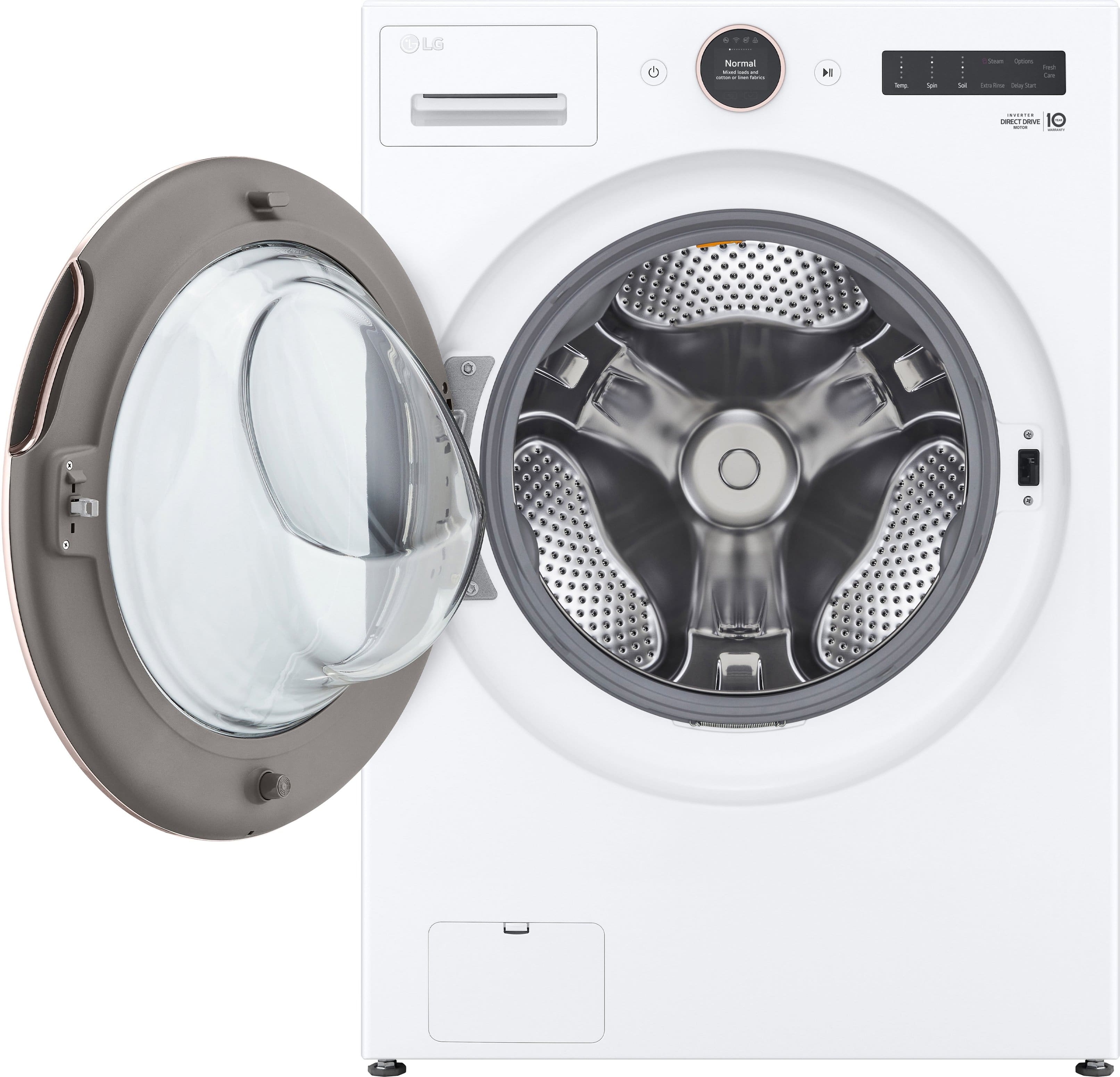 Alt View 15. LG - 5.0 Cu. Ft. High-Efficiency Smart Front Load Washer with Steam and TurboWash 360 - White.
