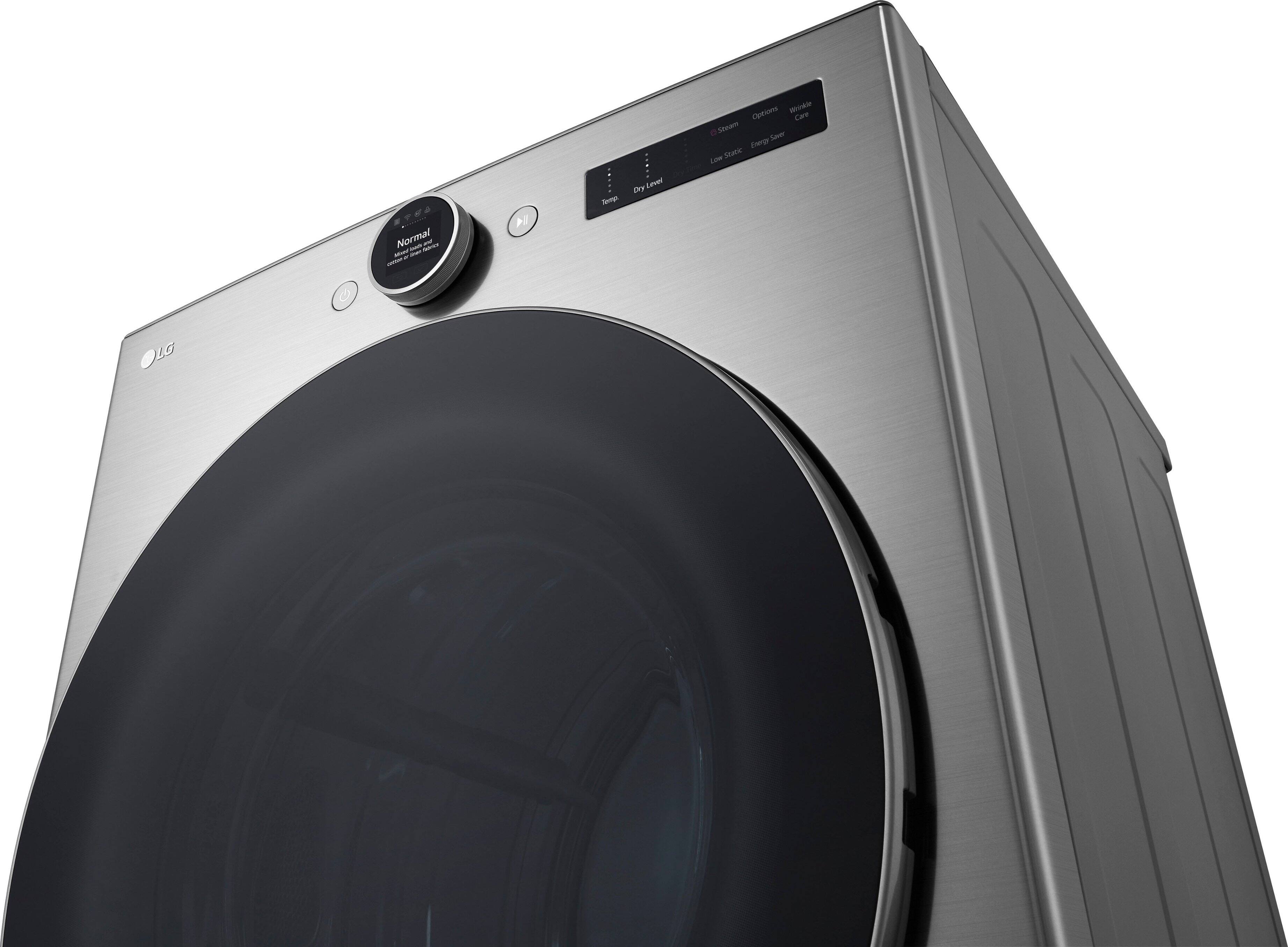 Alt View 19. LG - 7.4 Cu. Ft. Smart Electric Dryer with Steam and Sensor Dry - Graphite Steel.