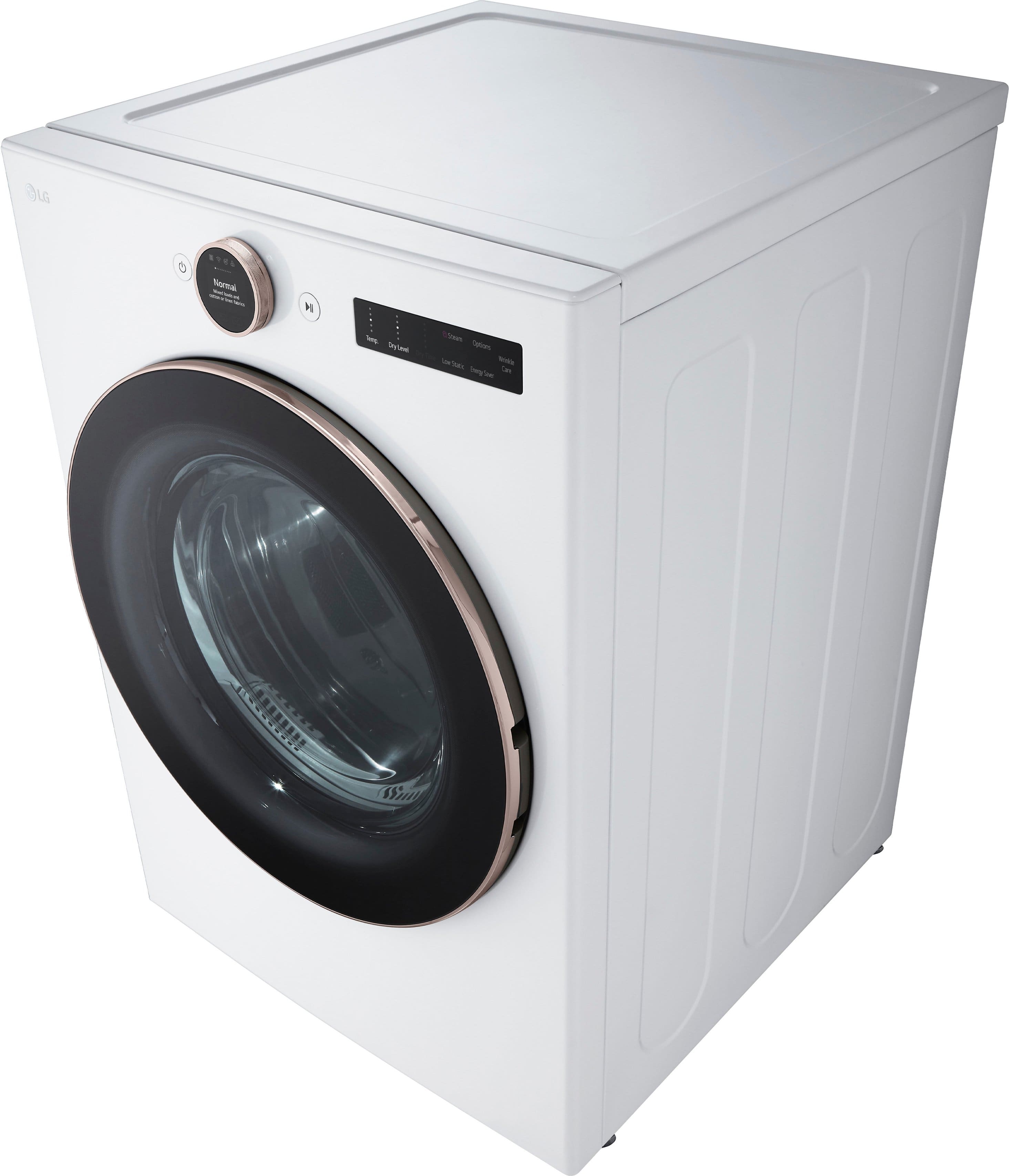 Alt View 3. LG - 7.4 Cu. Ft. Smart Gas Dryer with Steam and Sensor Dry - White.