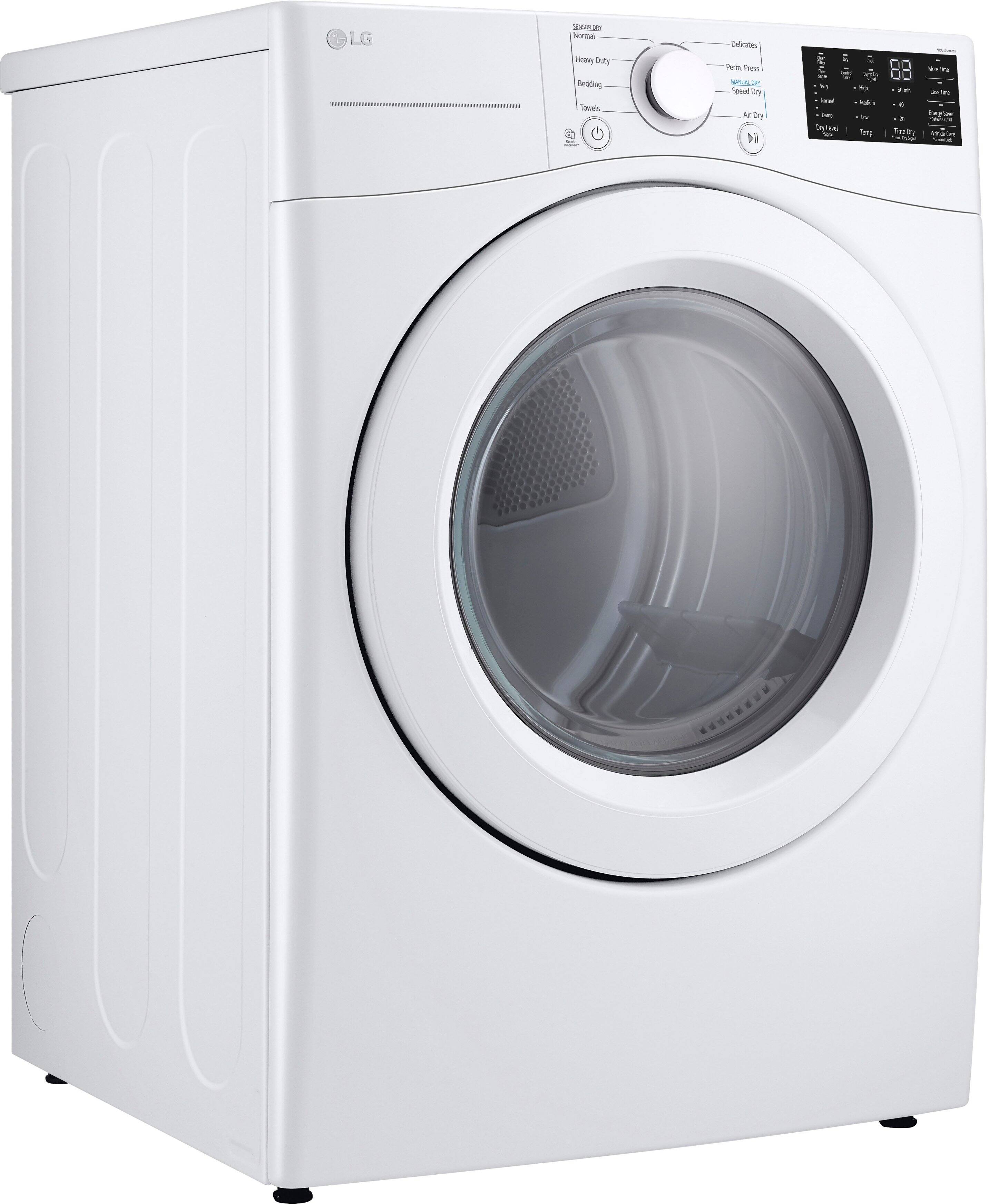 LG 7.4 Cu. Ft. Stackable Gas Dryer with Wrinkle Care White DLG3471W
