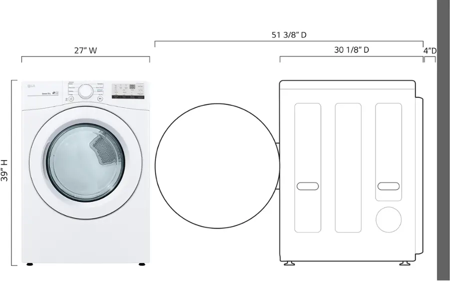 LG 7.4 Cu. Ft. Stackable Gas Dryer with Wrinkle Care White DLG3471W ...