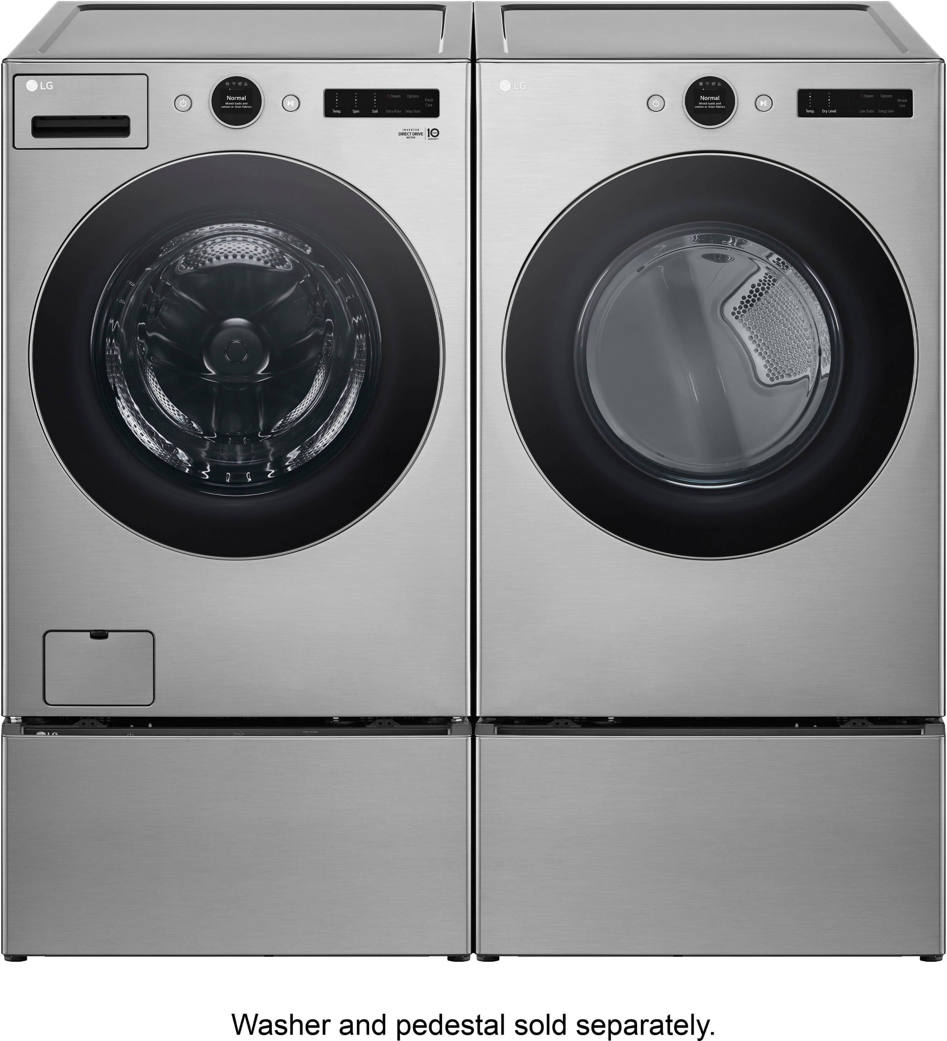 LG 7.4 Cu. Ft. Smart Gas Dryer with Steam and Sensor Dry Graphite Steel ...