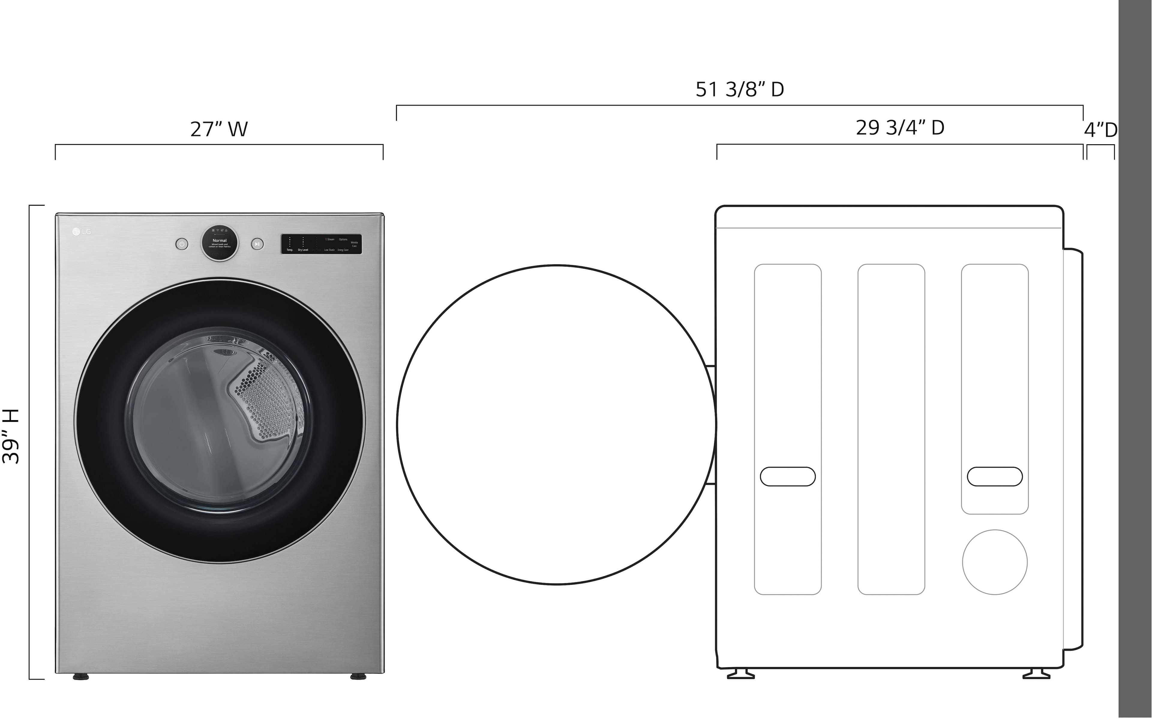 Left. LG - 7.4 Cu. Ft. Smart Gas Dryer with Steam and Sensor Dry - Graphite Steel.
