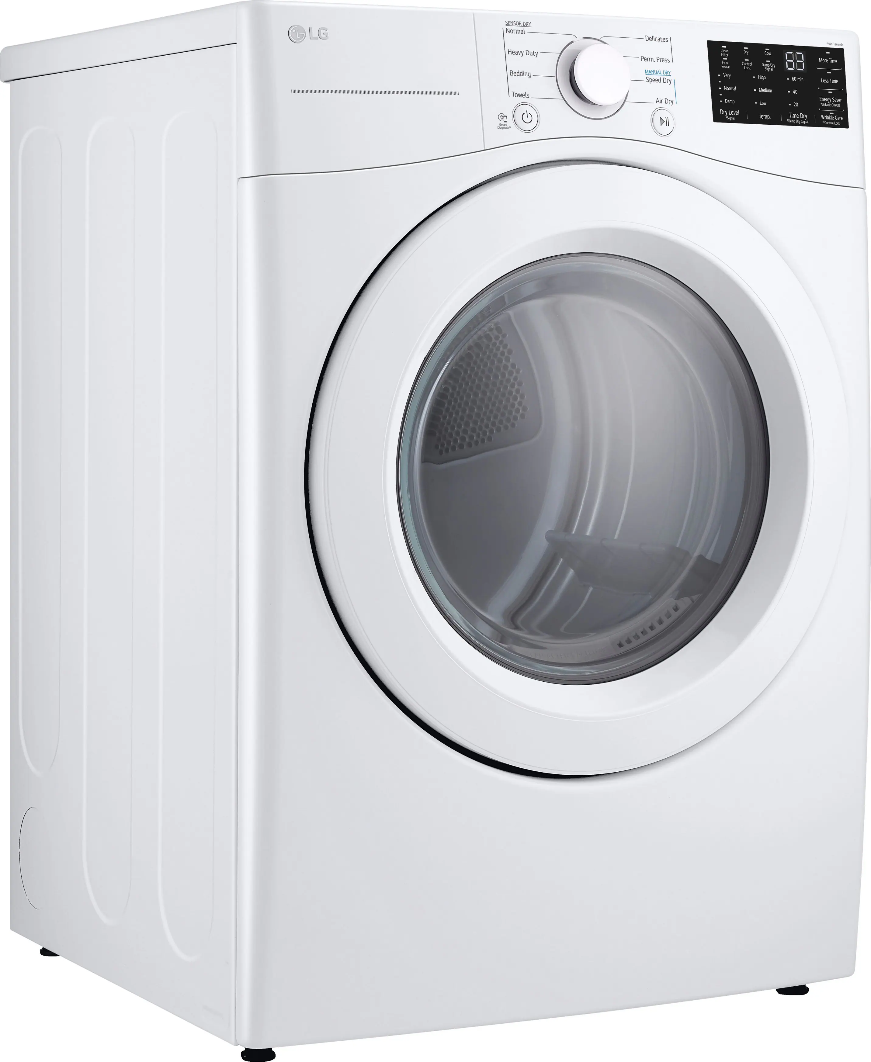 Angle. LG - 7.4 Cu. Ft. Electric Dryer with Wrinkle Care - White.