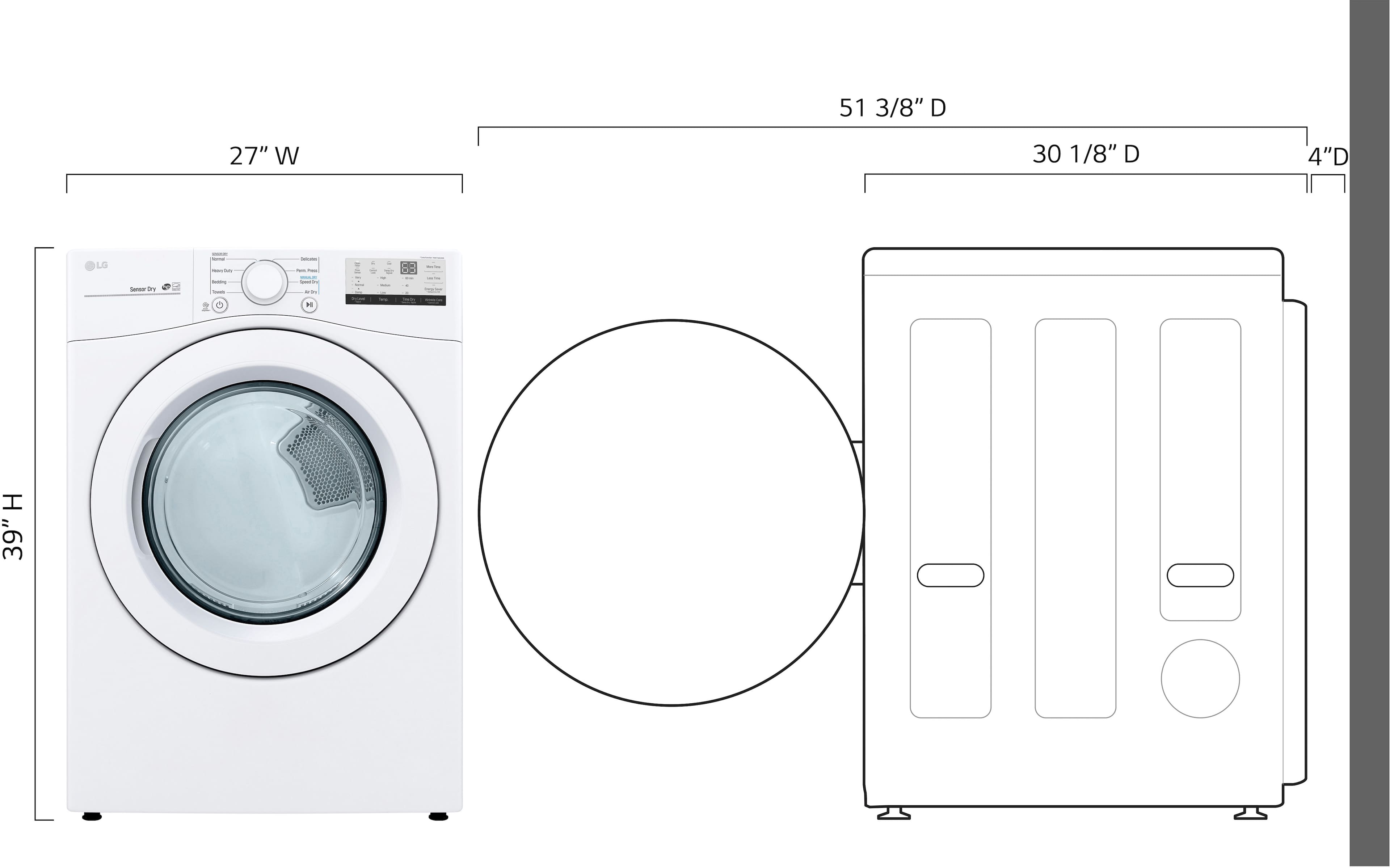 Left. LG - 7.4 Cu. Ft. Electric Dryer with Wrinkle Care - White.