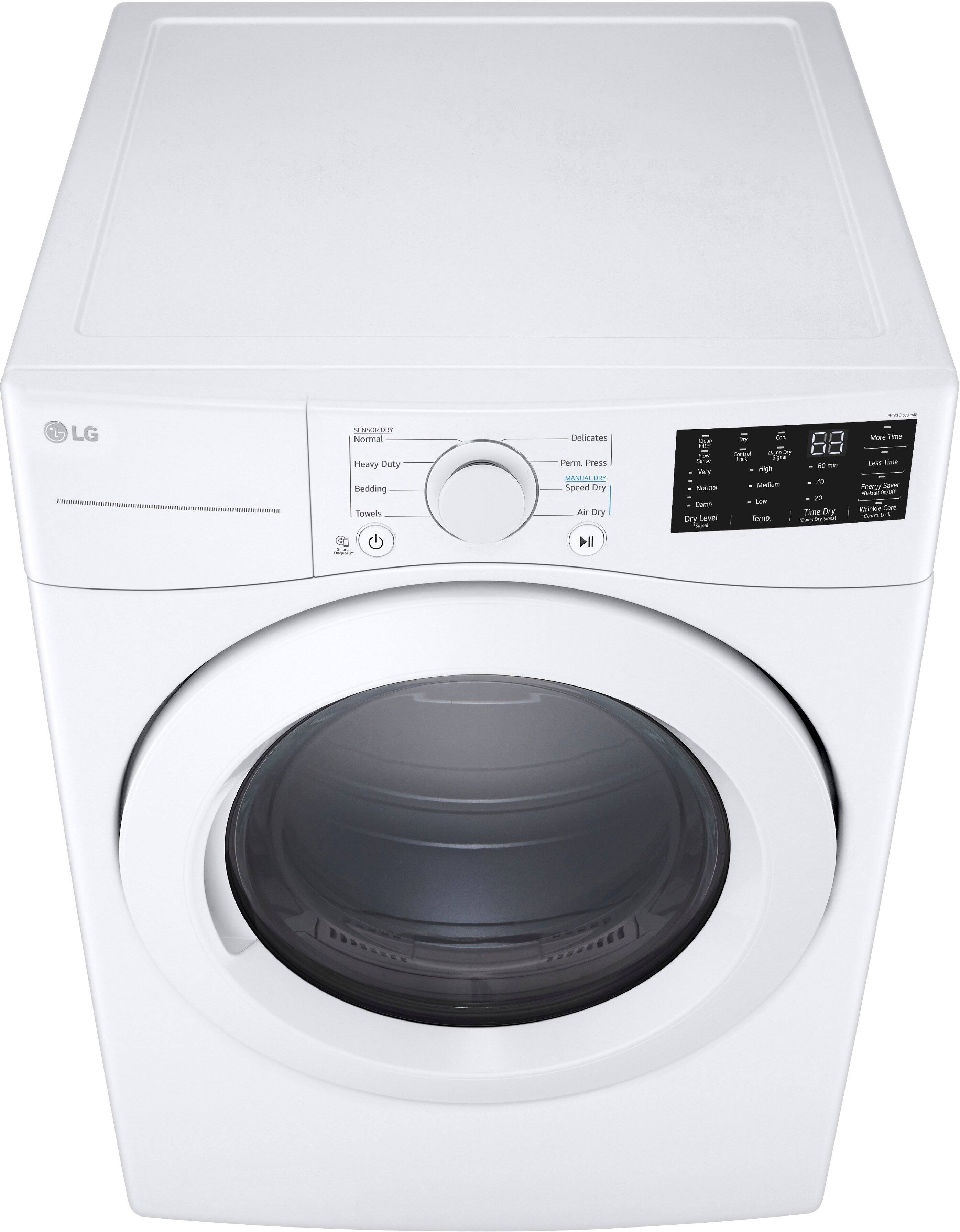 Alt View 3. LG - 7.4 Cu. Ft. Electric Dryer with Wrinkle Care - White.