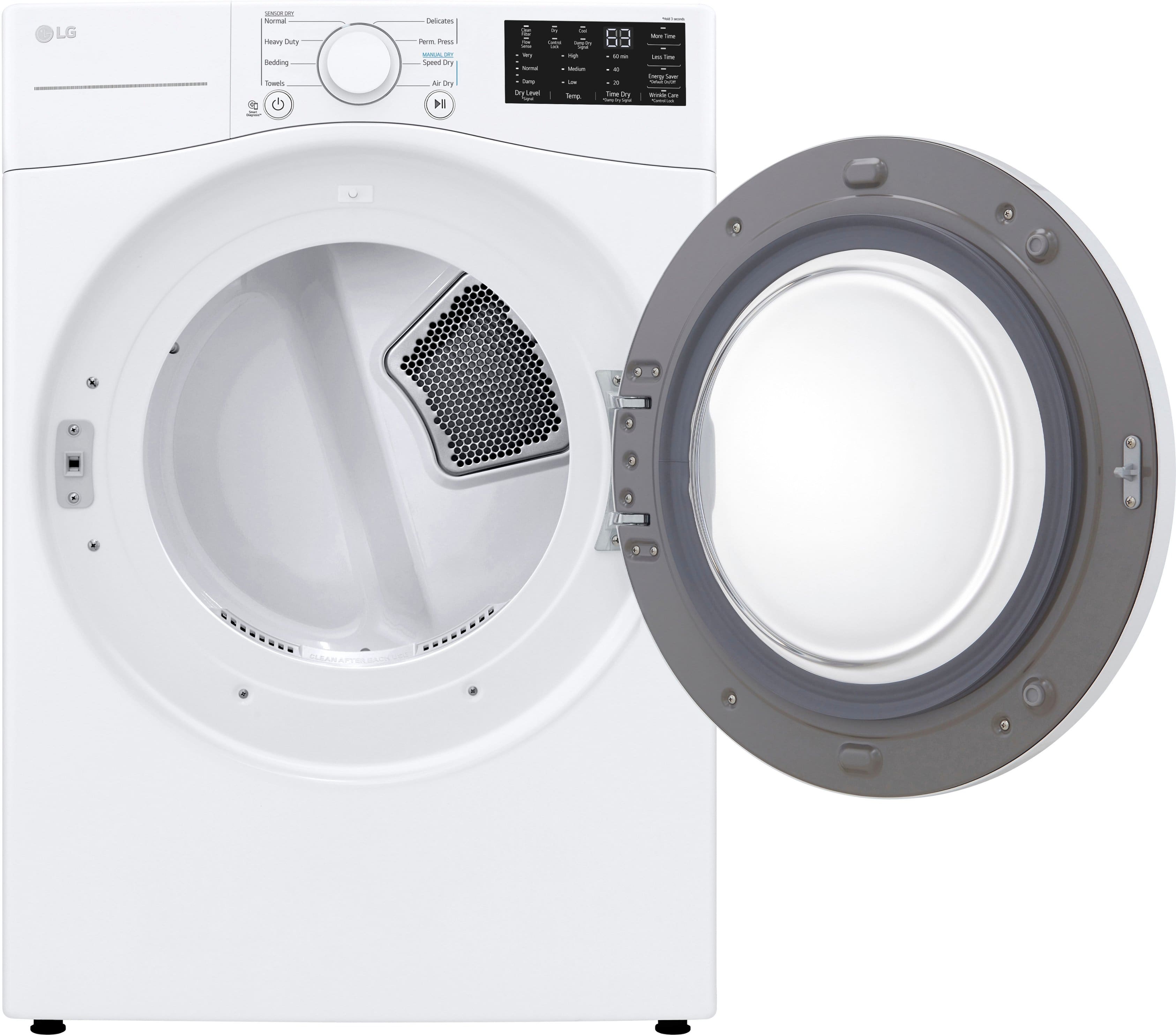 Alt View 6. LG - 7.4 Cu. Ft. Electric Dryer with Wrinkle Care - White.