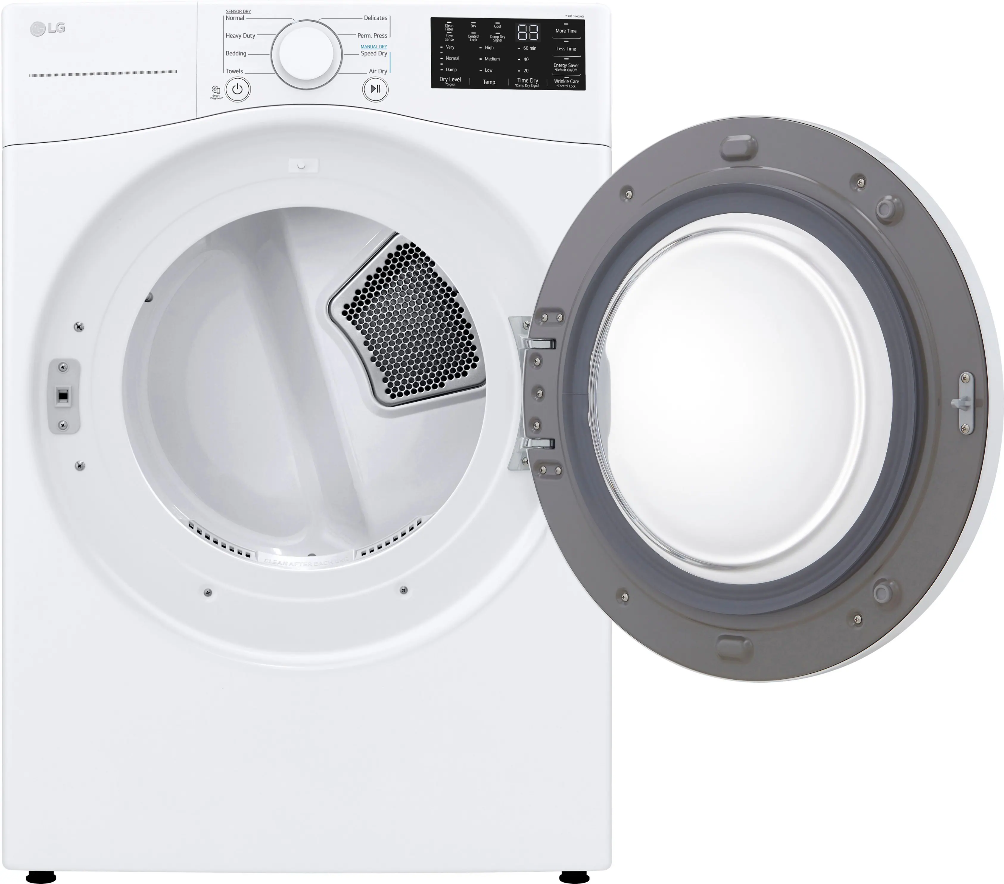 Alt View 6. LG - 7.4 Cu. Ft. Electric Dryer with Wrinkle Care - White.