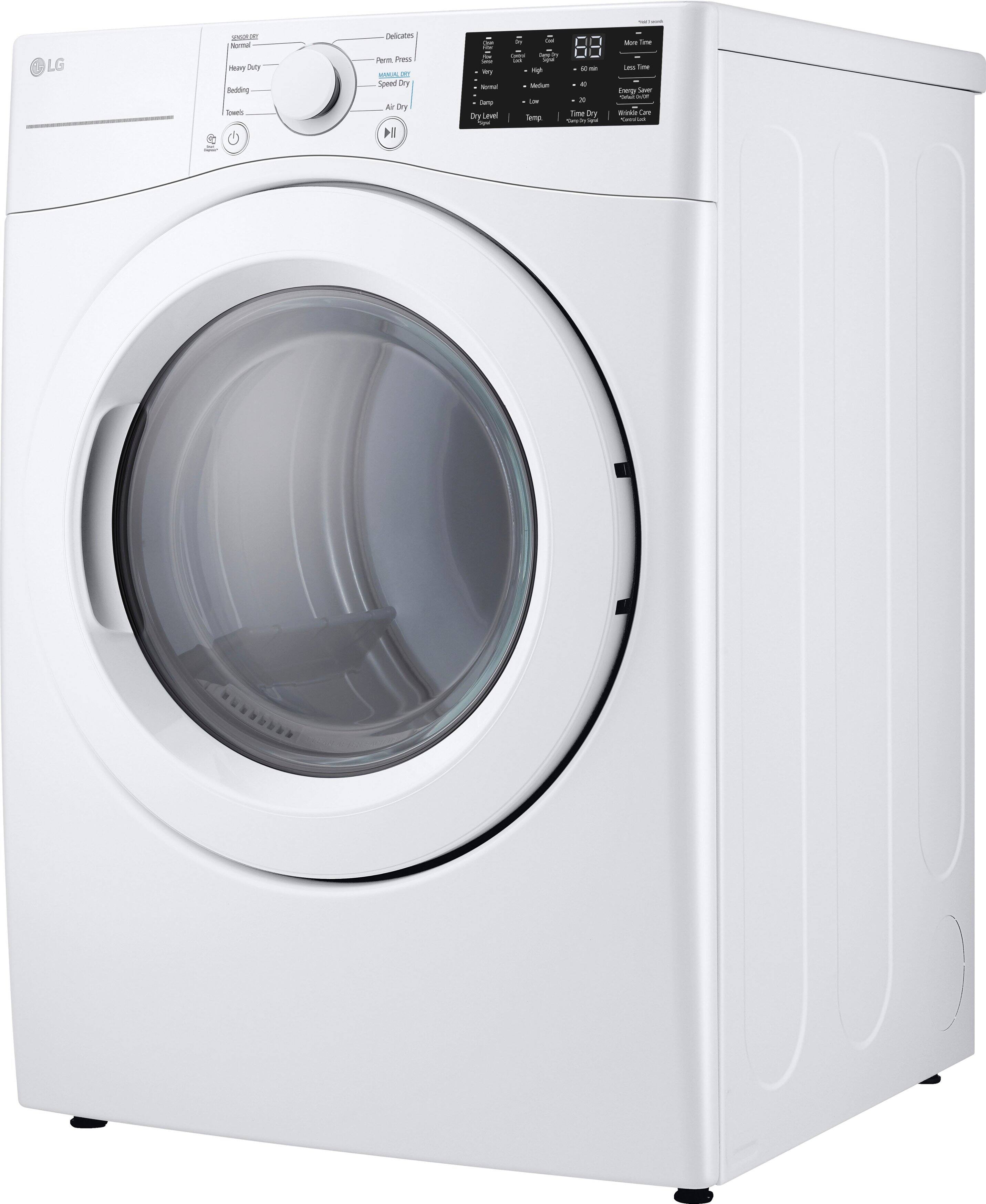 Alt View 2. LG - 7.4 Cu. Ft. Electric Dryer with Wrinkle Care - White.