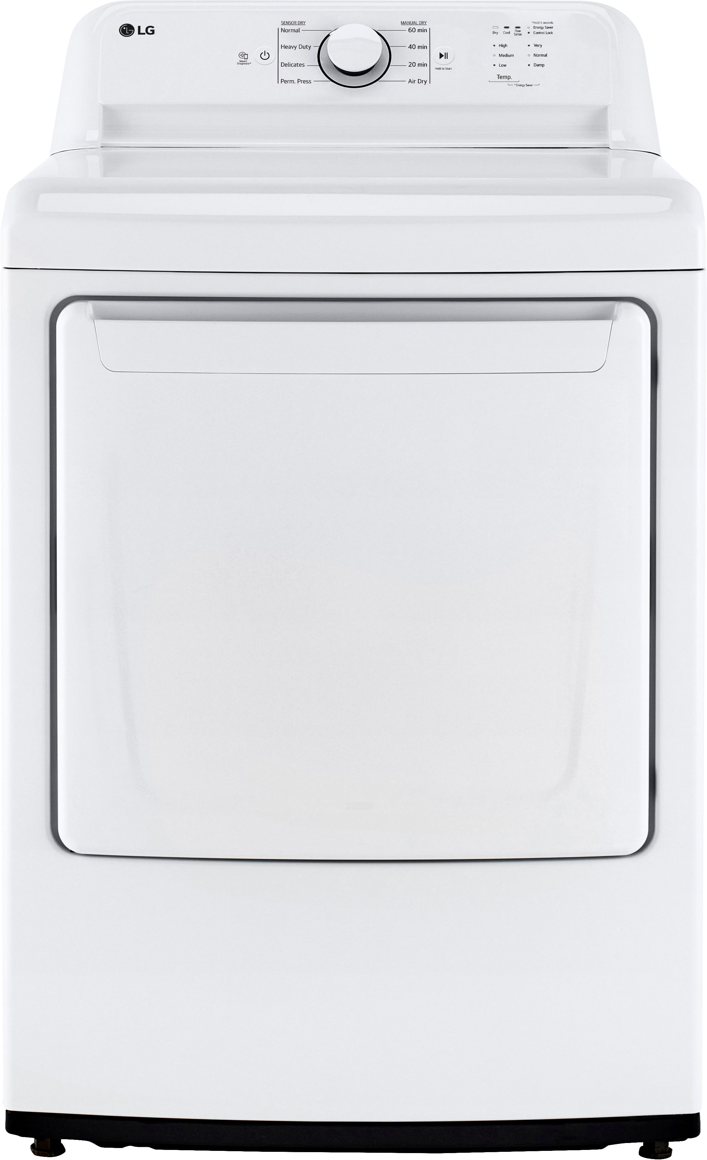 LG 27 in. 7.4 cu. ft. Stackable Electric Dryer with FlowSense Duct Clogging  Indicator & Sensor Dry - White