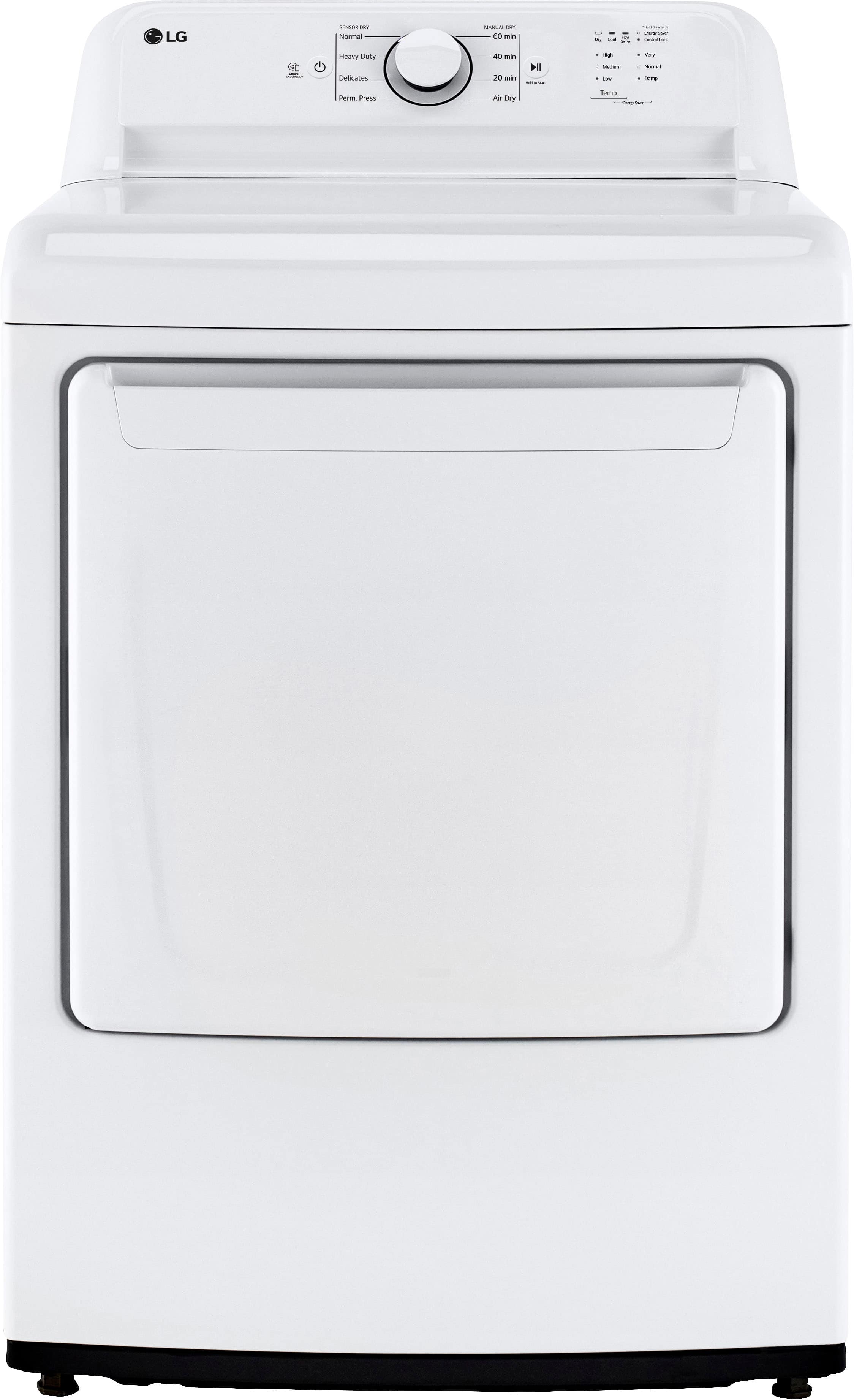 Front. LG - 7.3 Cu. Ft. Electric Dryer with Sensor Dry - White.