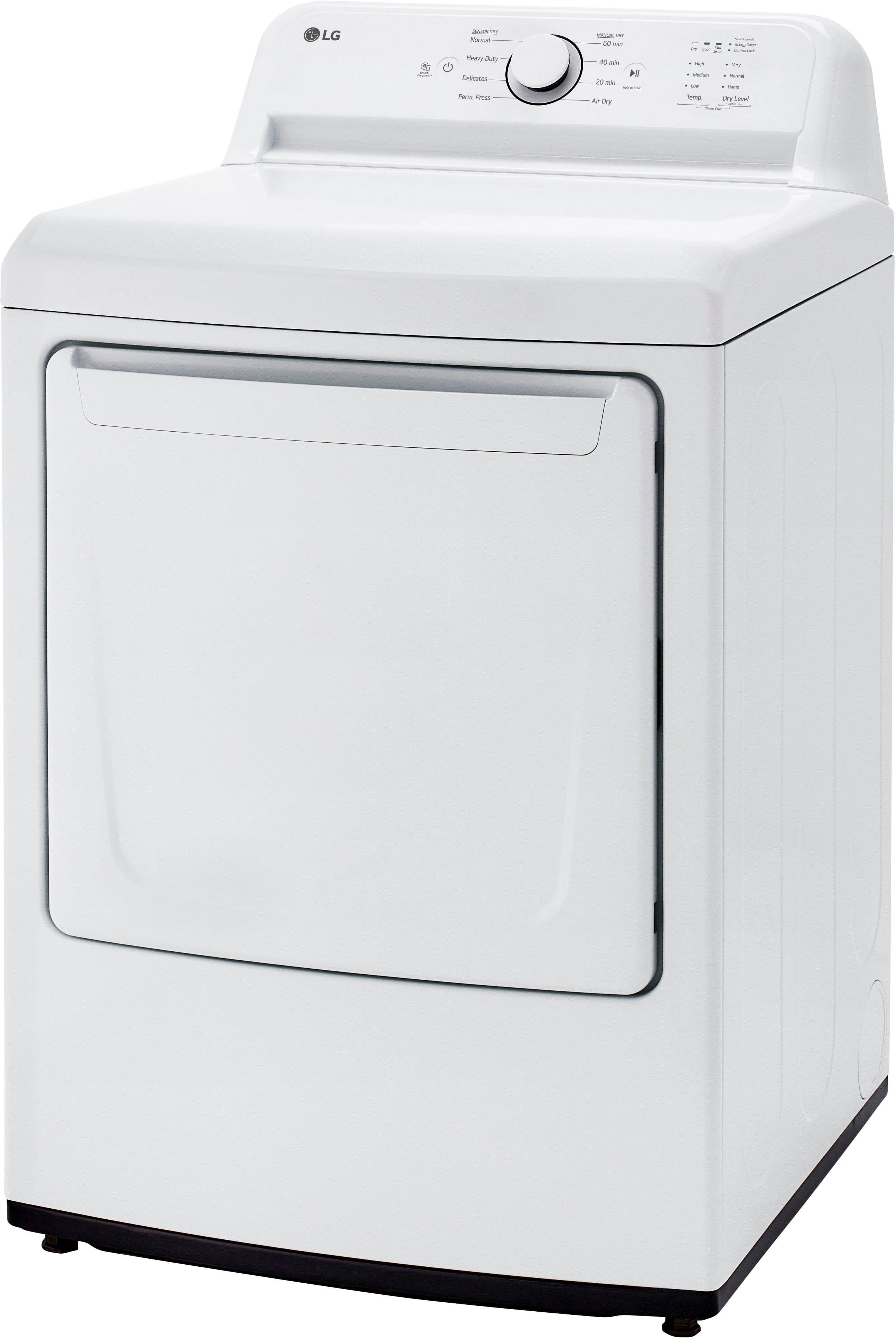 Alt View 2. LG - 7.3 Cu. Ft. Electric Dryer with Sensor Dry - White.