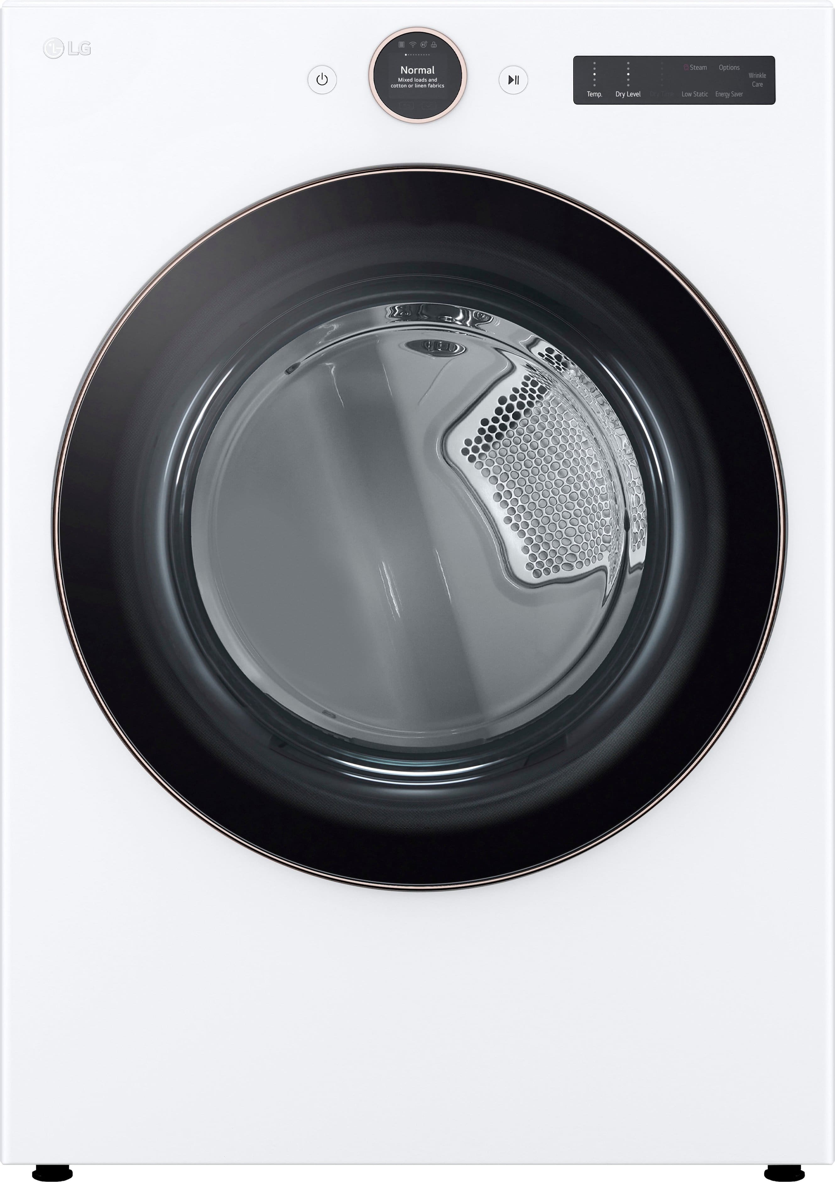 Front. LG - 7.4 Cu. Ft. Stackable Smart Electric Dryer with Steam and Sensor Dry - White.