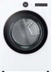 LG - 7.4 Cu. Ft. Stackable Smart Electric Dryer with Steam and Sensor Dry - White - Front_Zoom