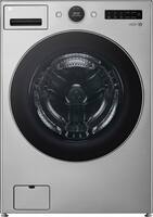 LG - 4.5 Cu. Ft. High-Efficiency Stackable Smart Front Load Washer with Steam and TurboWash 360 - Graphite Steel - Front_Zoom
