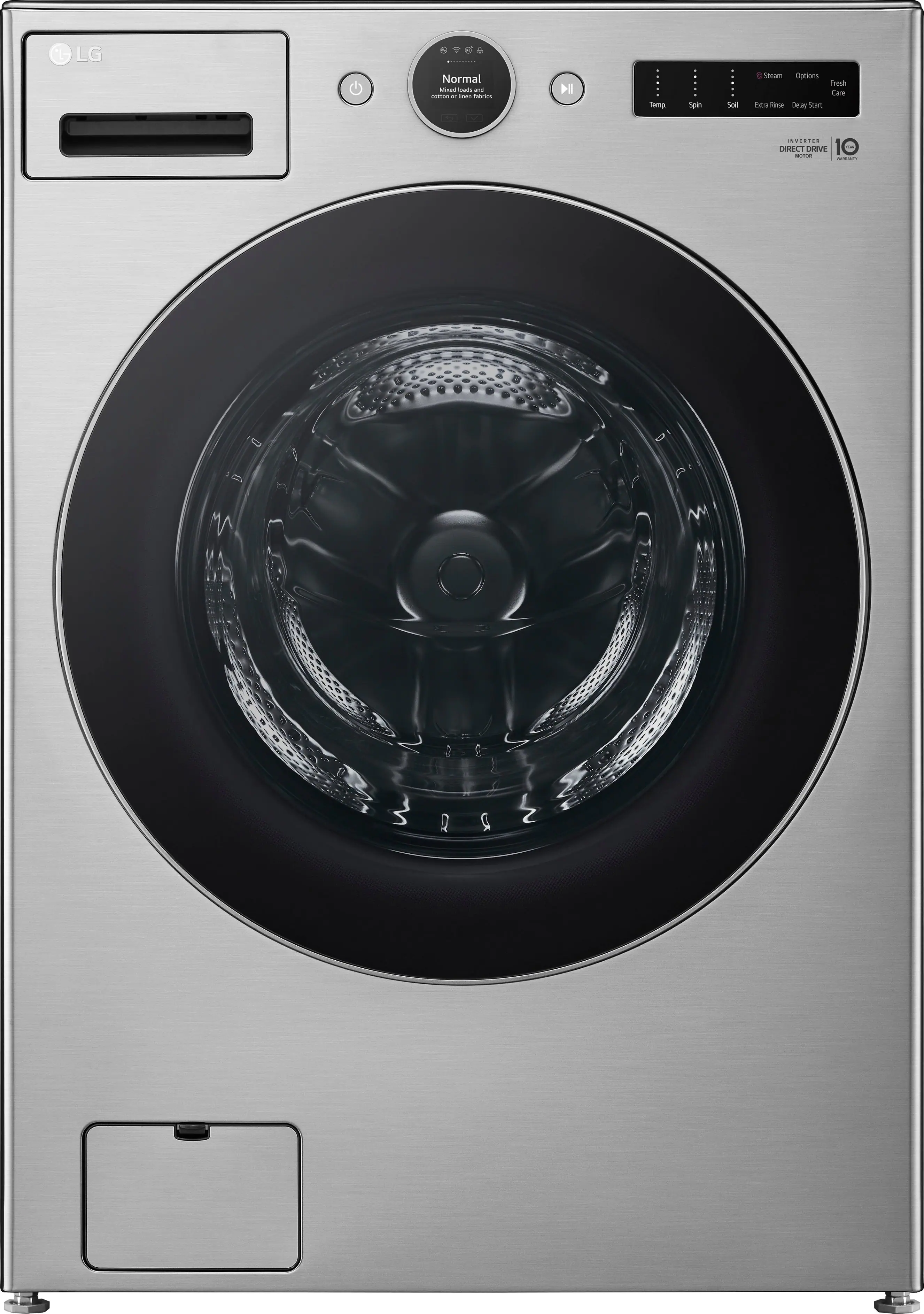 Front. LG - 4.5 Cu. Ft. High-Efficiency Smart Front Load Washer with Steam and TurboWash 360 - Graphite Steel.