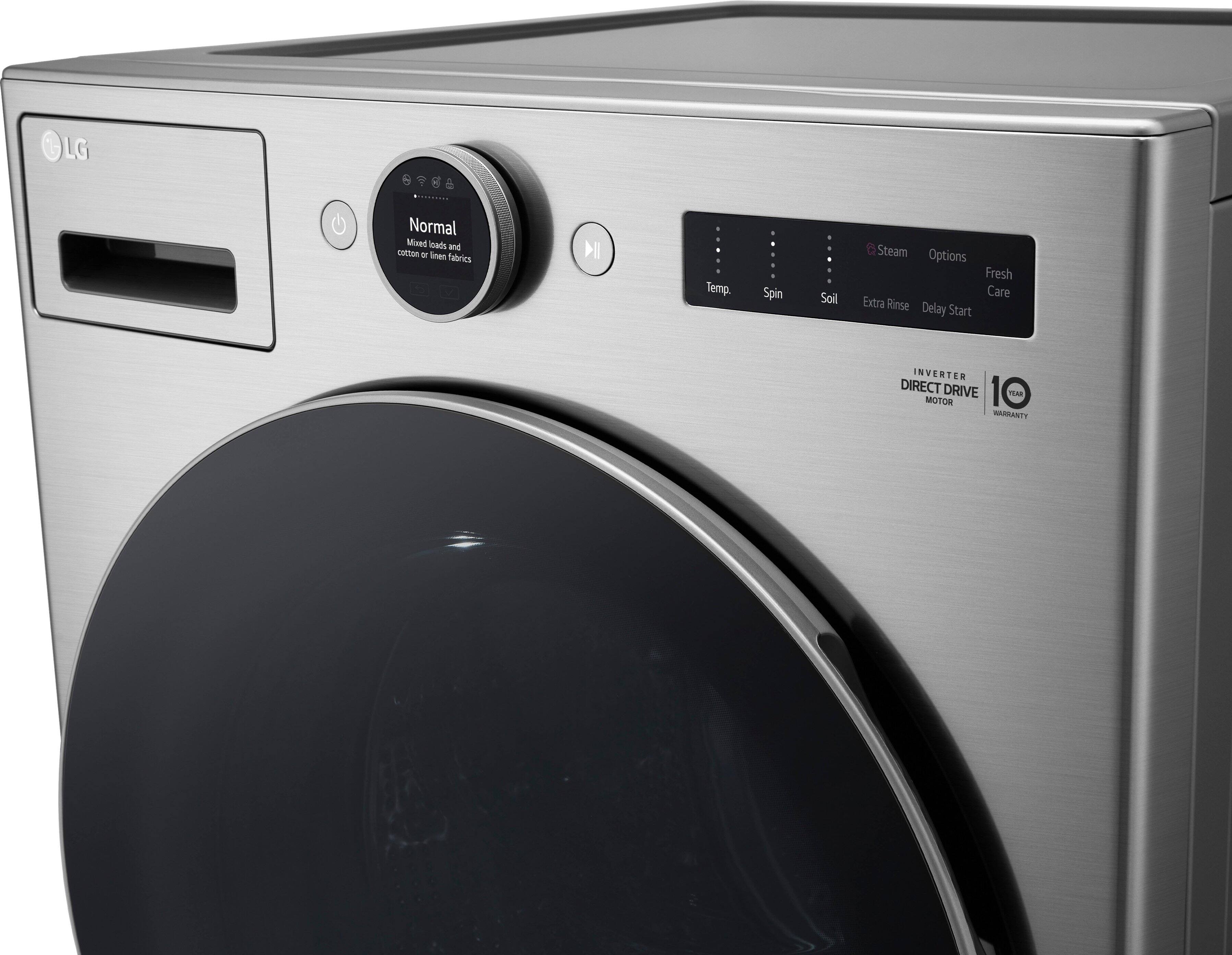 Alt View 27. LG - 4.5 Cu. Ft. High-Efficiency Smart Front Load Washer with Steam and TurboWash 360 - Graphite Steel.